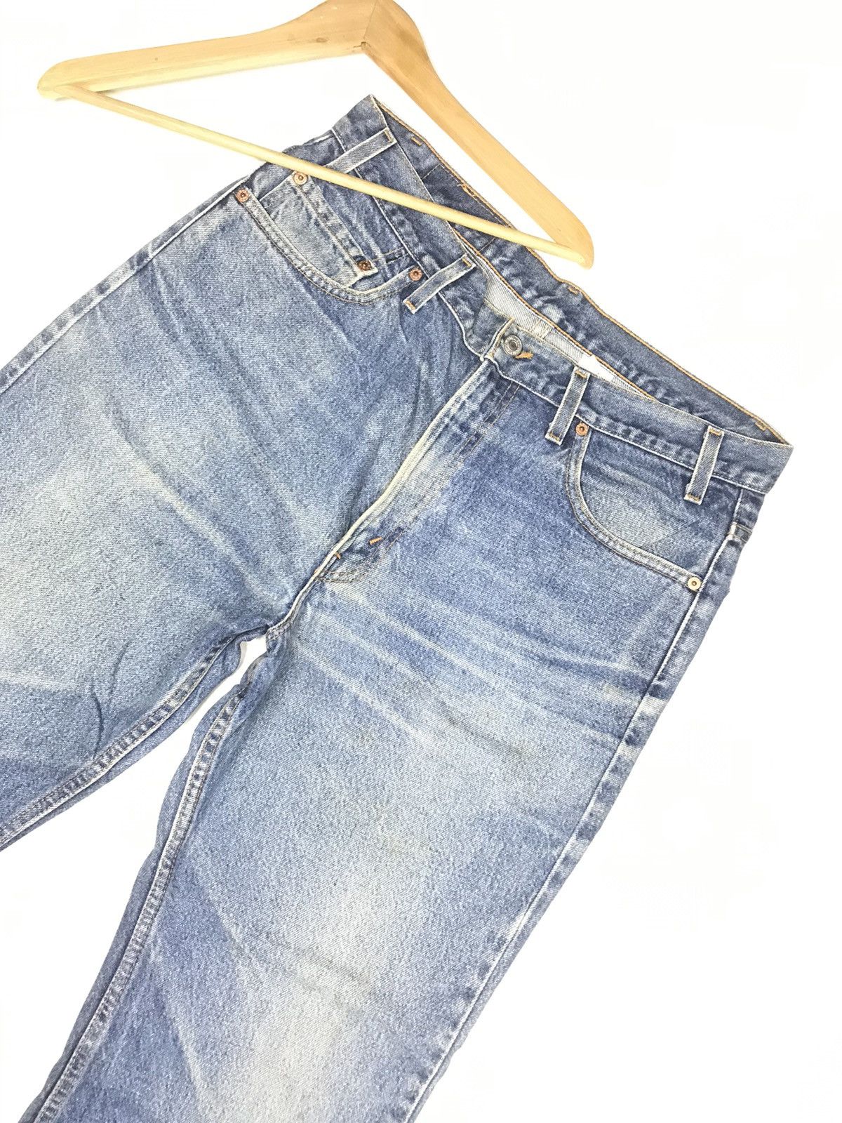 Levi's × Vintage VINTAGE 90s LEVIS 517 BOOT CUT BLUE WASH DISTRESSED DENIM Size US 36 / EU 52 - 10 Thumbnail