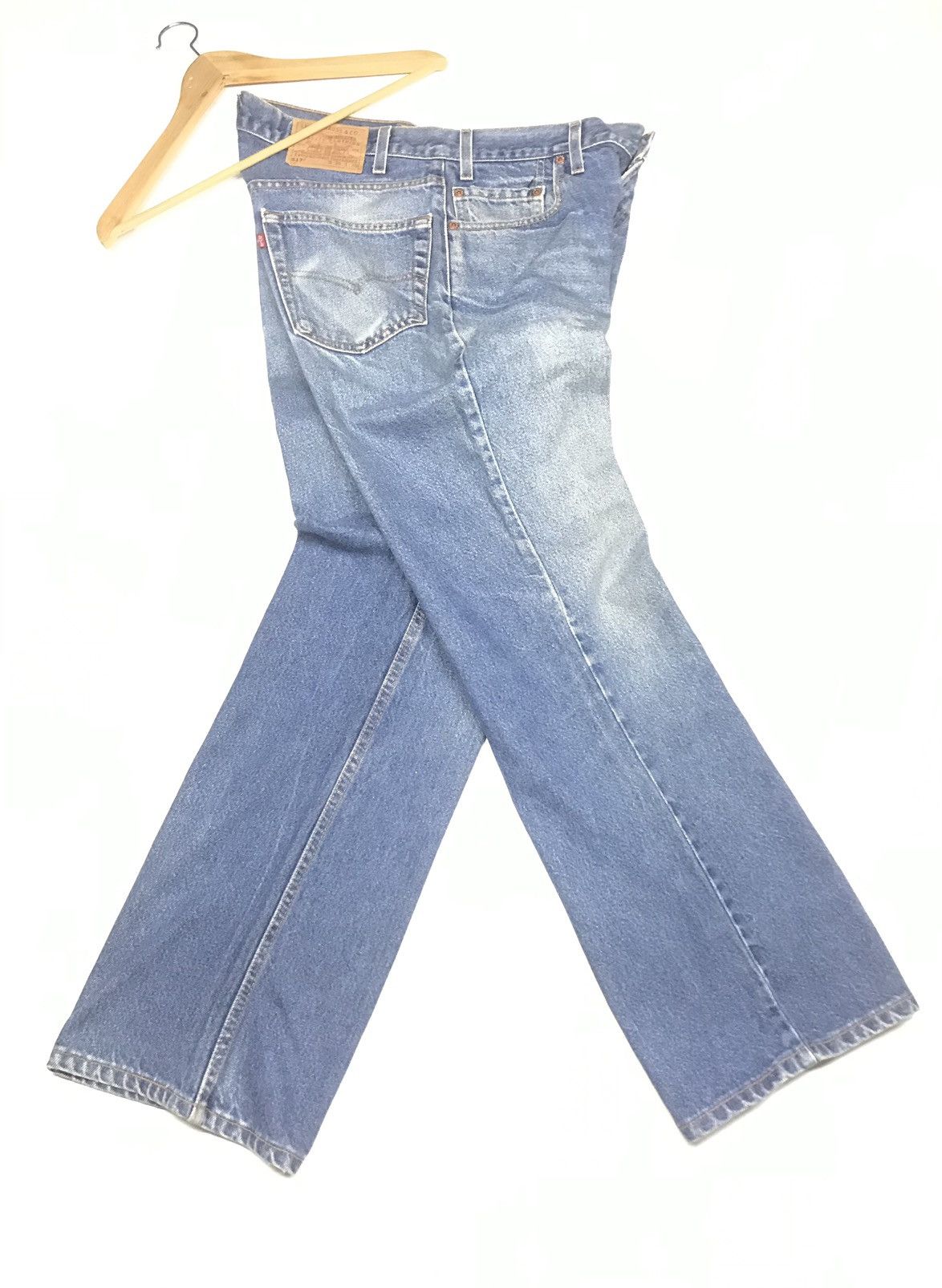 Levi's × Vintage VINTAGE 90s LEVIS 517 BOOT CUT BLUE WASH DISTRESSED DENIM Size US 36 / EU 52 - 5 Thumbnail