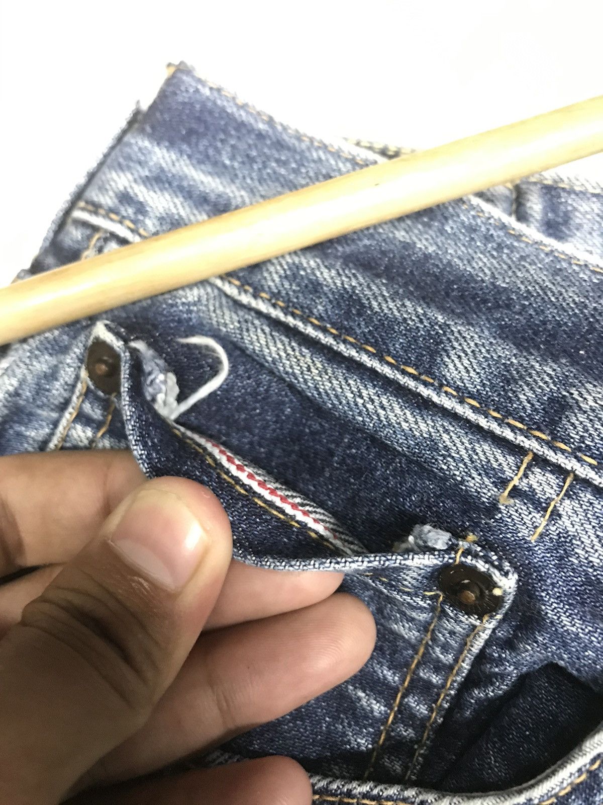 Japanese Brand × Vintage VINTAGE BAGGY SELVEDGE SOMETHING ANKLE CUT DISTRESSED DENIM Size US 29 - 4 Thumbnail