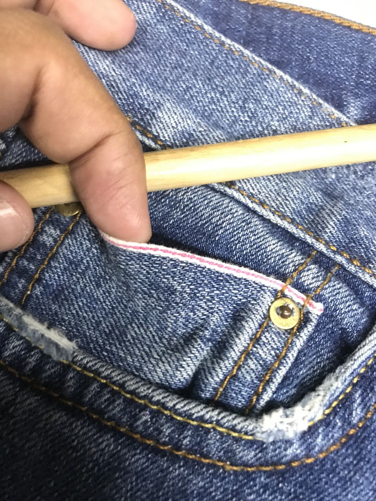 Zara VINTAGE ZARA WOMEN/UNISEX DISTRESSED SELVEDGE DENIM Size US 28 / EU 44 - 4 Thumbnail