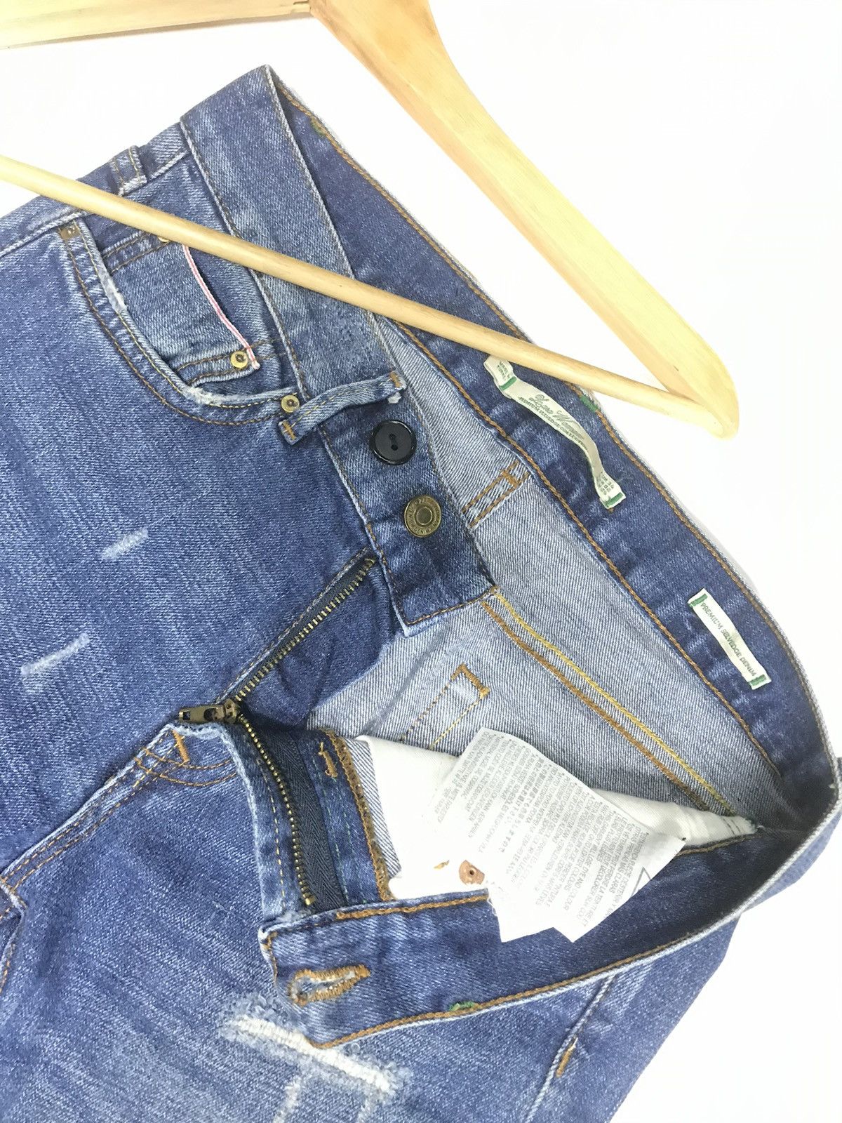 Zara VINTAGE ZARA WOMEN/UNISEX DISTRESSED SELVEDGE DENIM Size US 28 / EU 44 - 6 Thumbnail