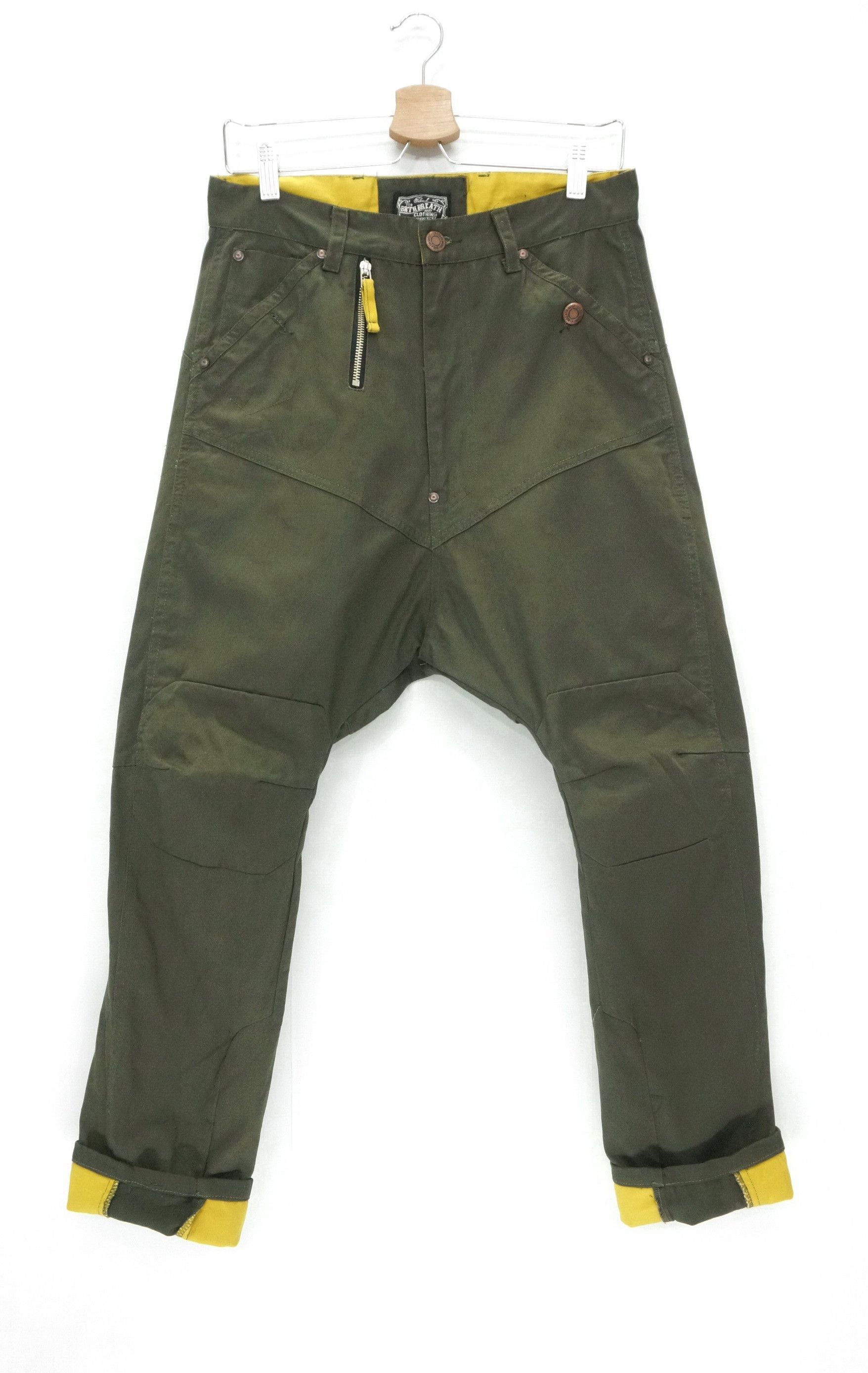 image of Dope Brth Breathe Designer Japan Drop Crotch Pants in Army Green, Men's (Size 29)