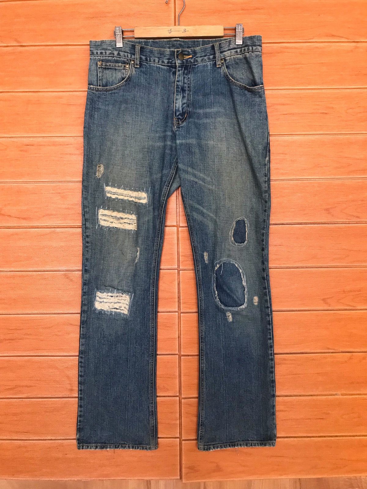 Kapital Mens Melrose Boro Distress Patchwork Denim Jeans Size US 34 / EU 50 - 2 Thumbnail