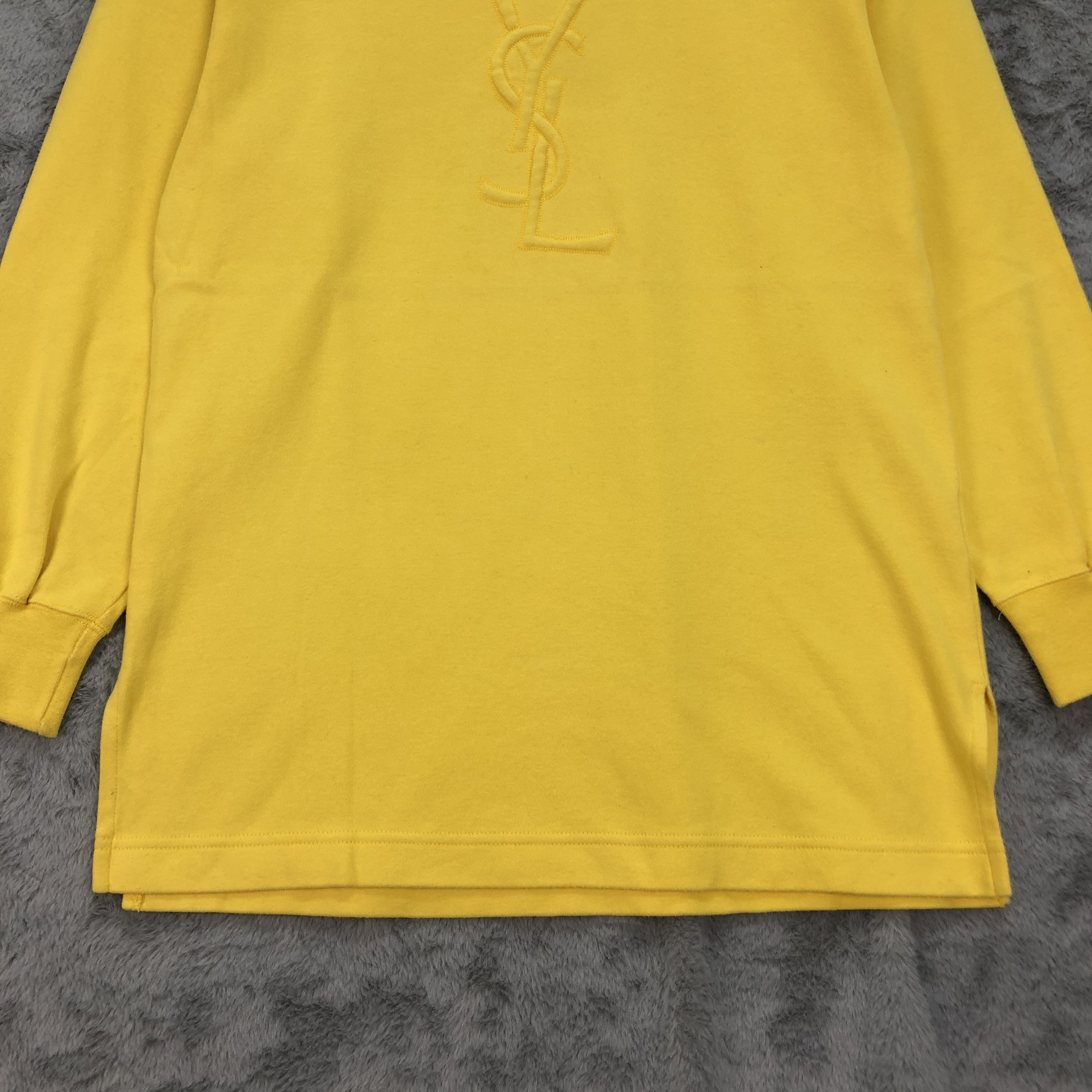 Yves Saint Laurent YSL Embroidery Big Logo All Yellow Sweater #4435-153 Size US M / EU 48-50 / 2 - 4 Thumbnail