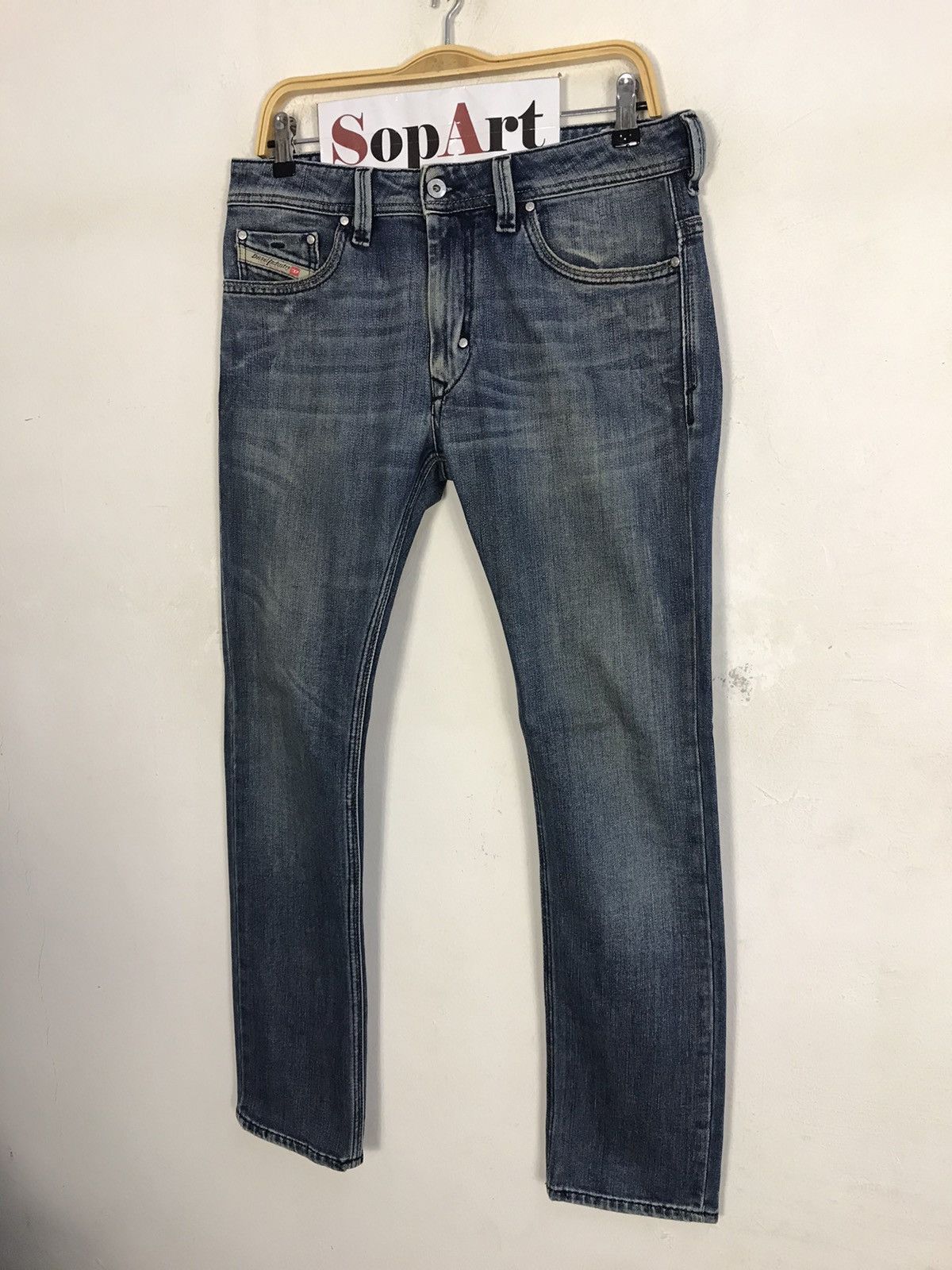 Diesel × Vintage Vtg Diesel Industry Back Side Pocket Big Logo Art Jeans Size US 33 - 4 Thumbnail