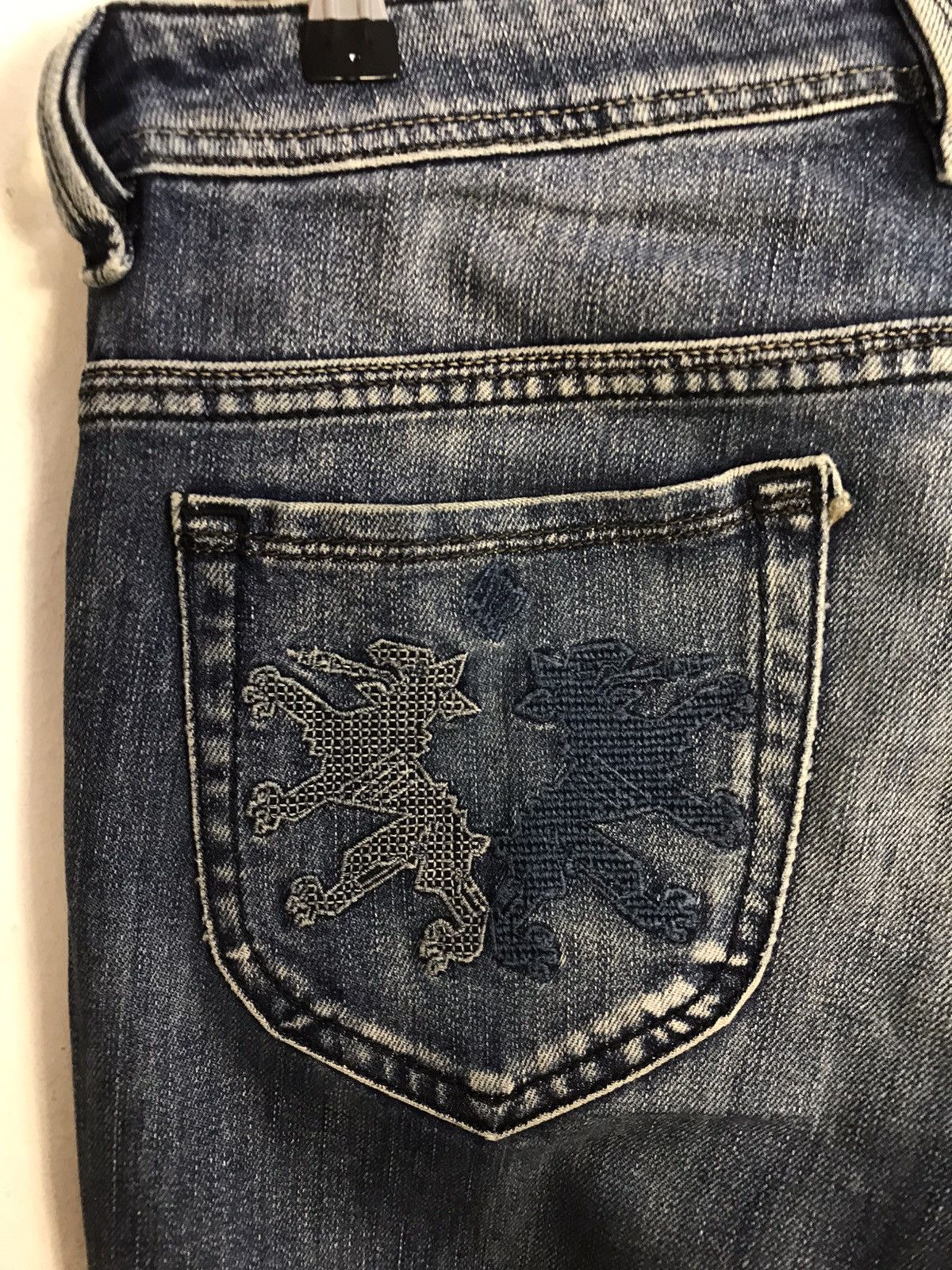 Diesel × Vintage Vtg Diesel Industry Back Side Pocket Big Logo Art Jeans Size US 33 - 12 Thumbnail