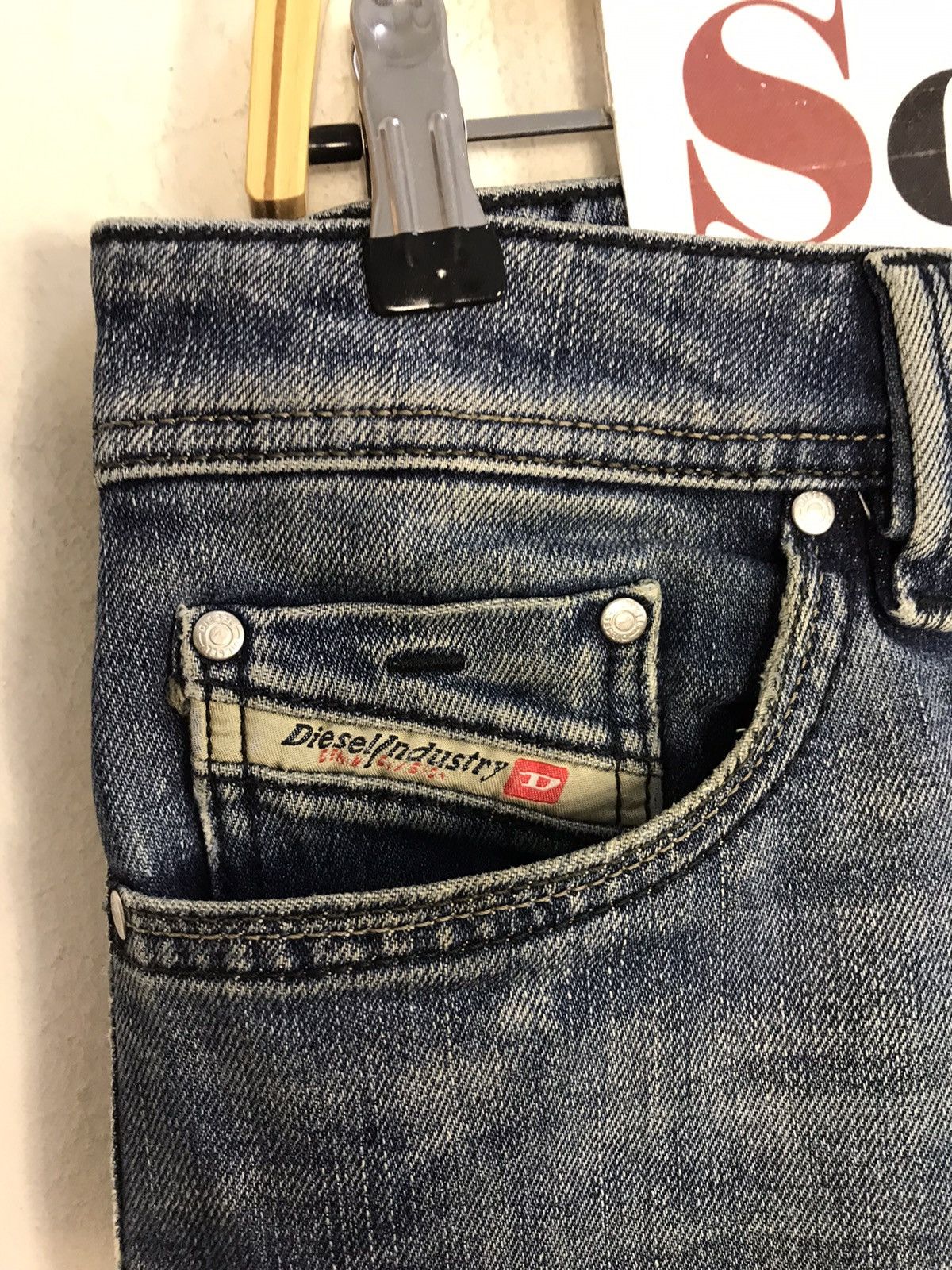 Diesel × Vintage Vtg Diesel Industry Back Side Pocket Big Logo Art Jeans Size US 33 - 8 Thumbnail