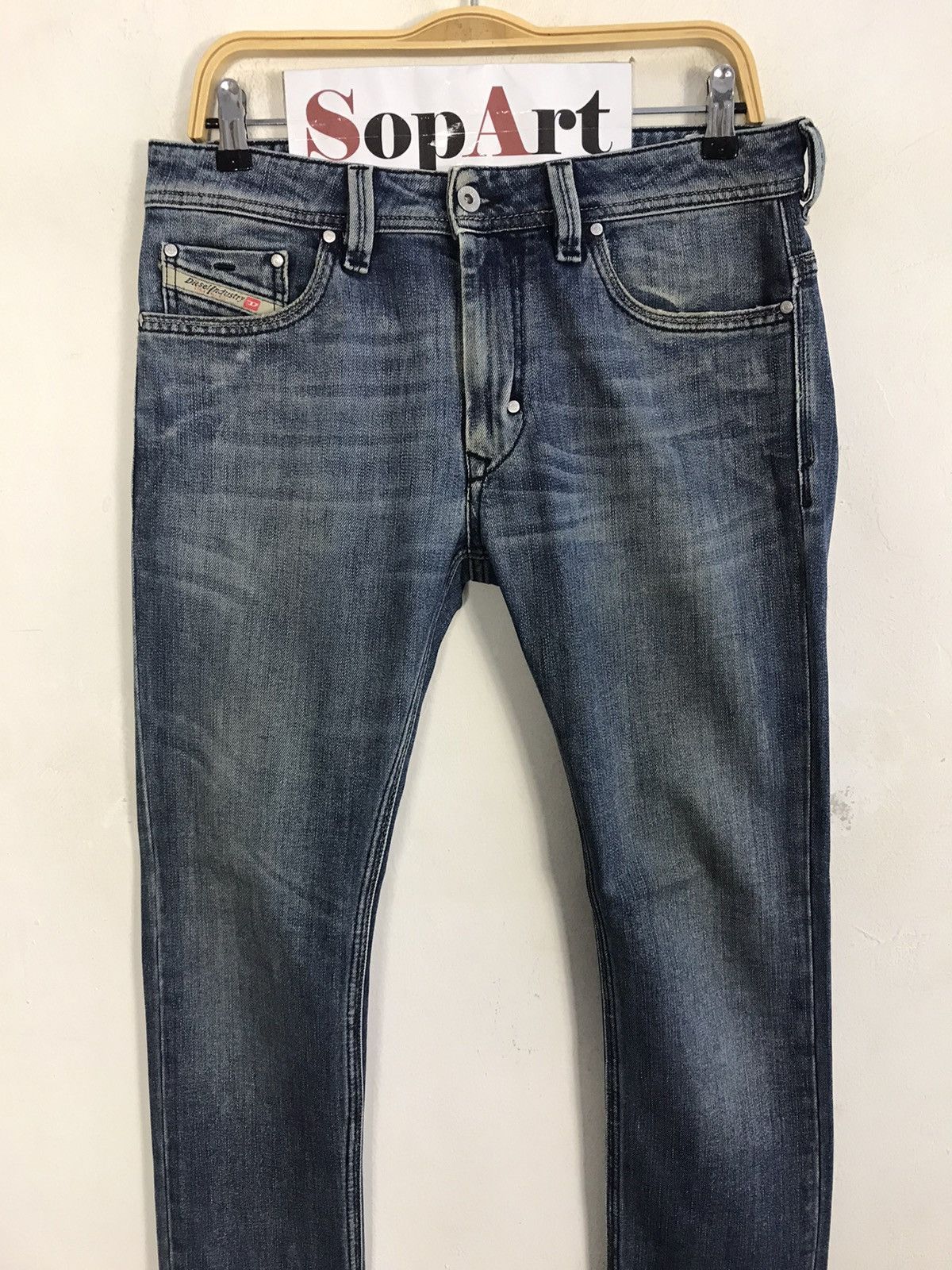 Diesel × Vintage Vtg Diesel Industry Back Side Pocket Big Logo Art Jeans Size US 33 - 3 Thumbnail