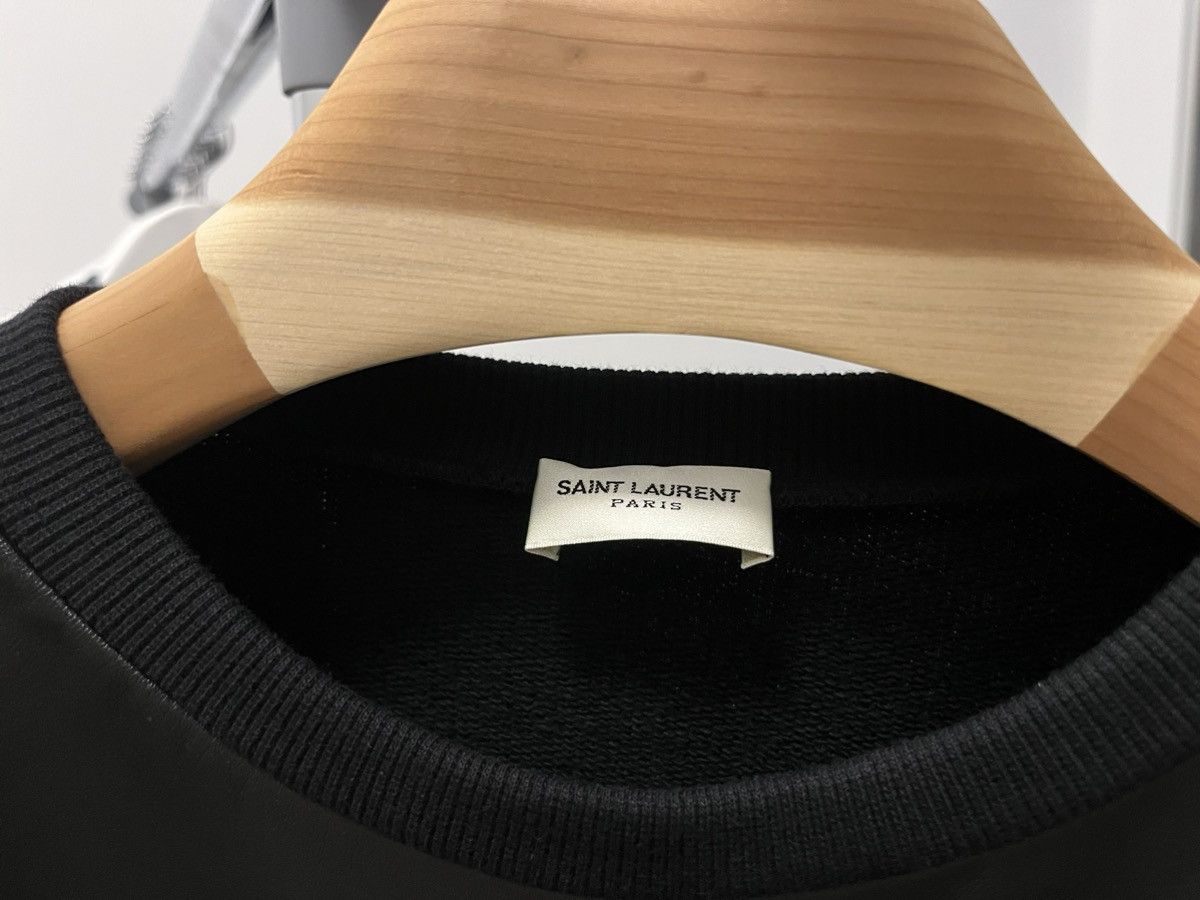 Hedi Slimane × Yves Saint Laurent Leather paneled crewneck sweatshirt Size L / US 10 / IT 46 - 2 Thumbnail