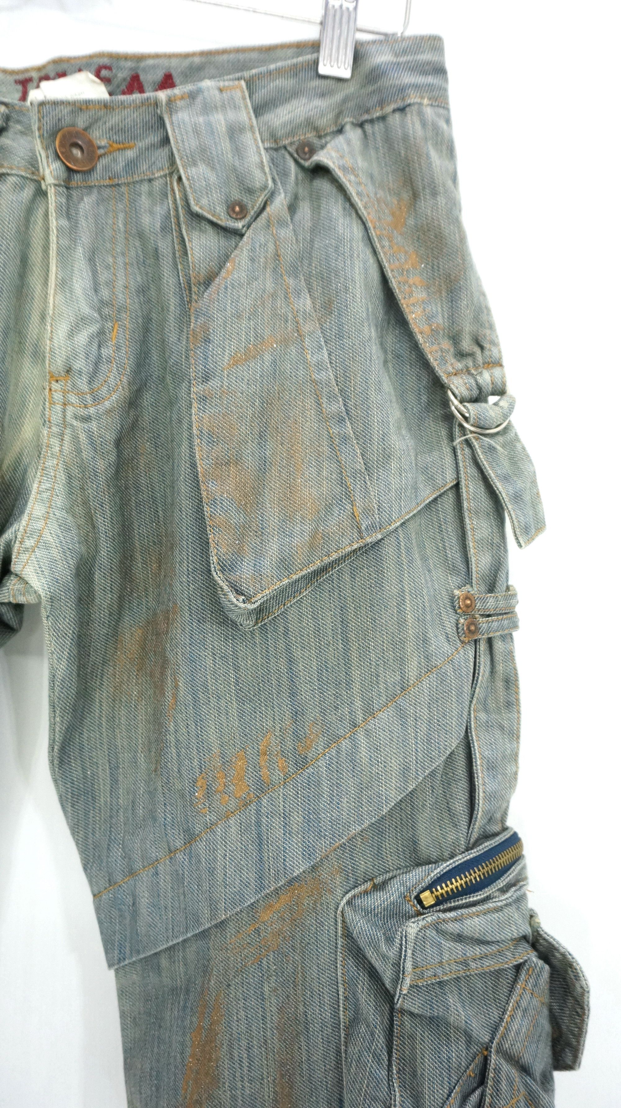 Japanese Brand RARE SICK 🔥 JONEAA Mud Wash Cargo Tactical Bondage Pants Size US 29 - 7 Thumbnail