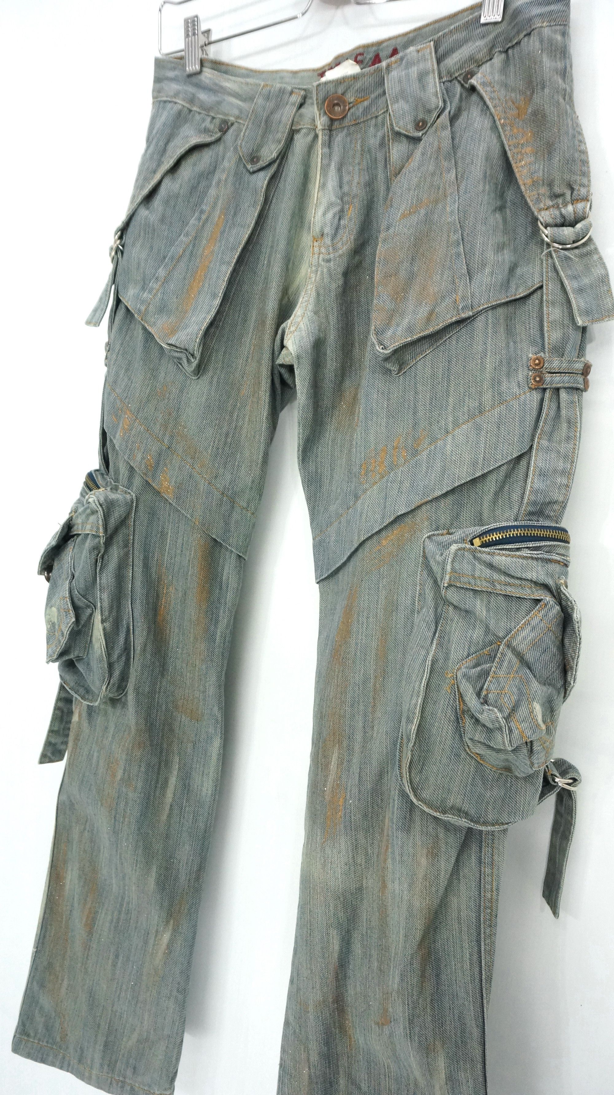 Japanese Brand RARE SICK 🔥 JONEAA Mud Wash Cargo Tactical Bondage Pants Size US 29 - 5 Thumbnail