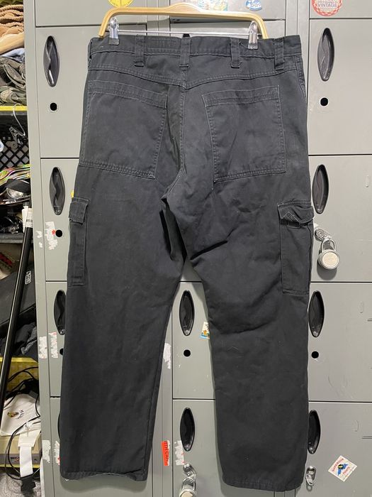 Vintage Vintage cargo pants fleece lined black fade wide leg work Grailed