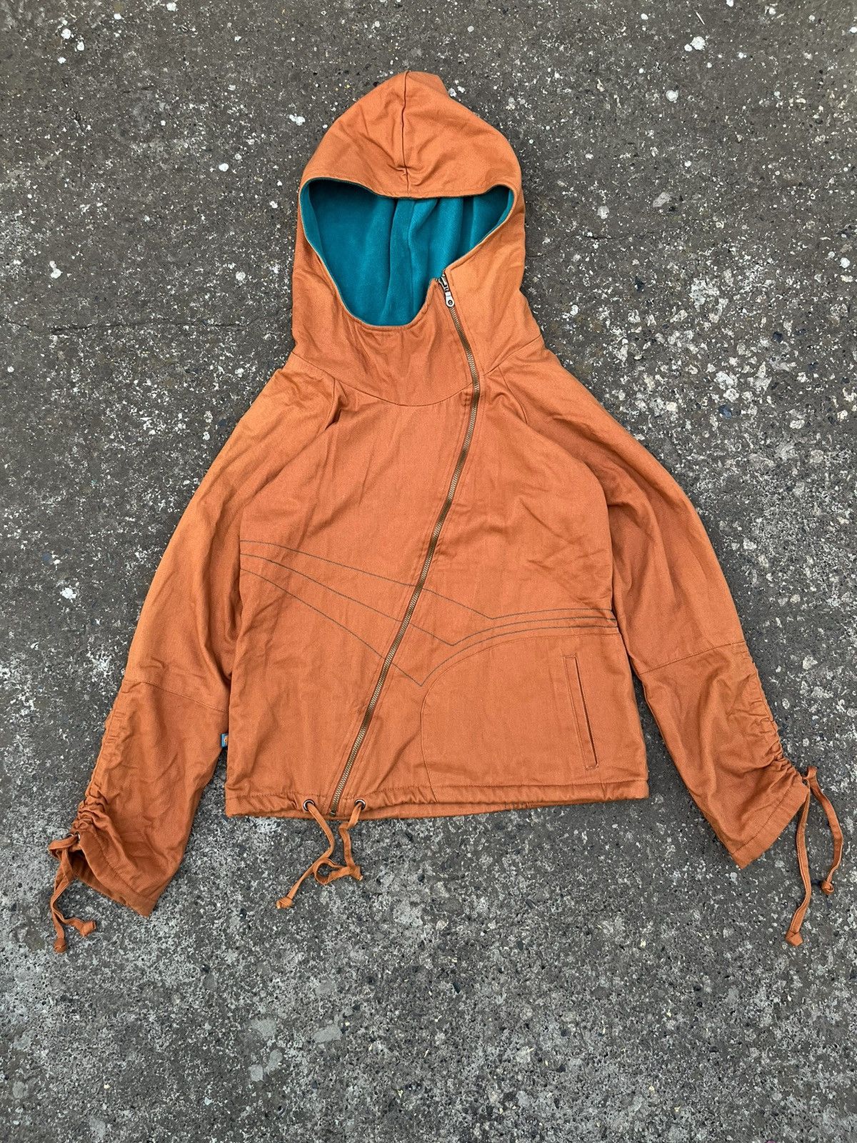 image of Archival Clothing x Avant Garde Vintage Asymmetrical Orange Zip Hoodie Jacket Deconstructed, Women'