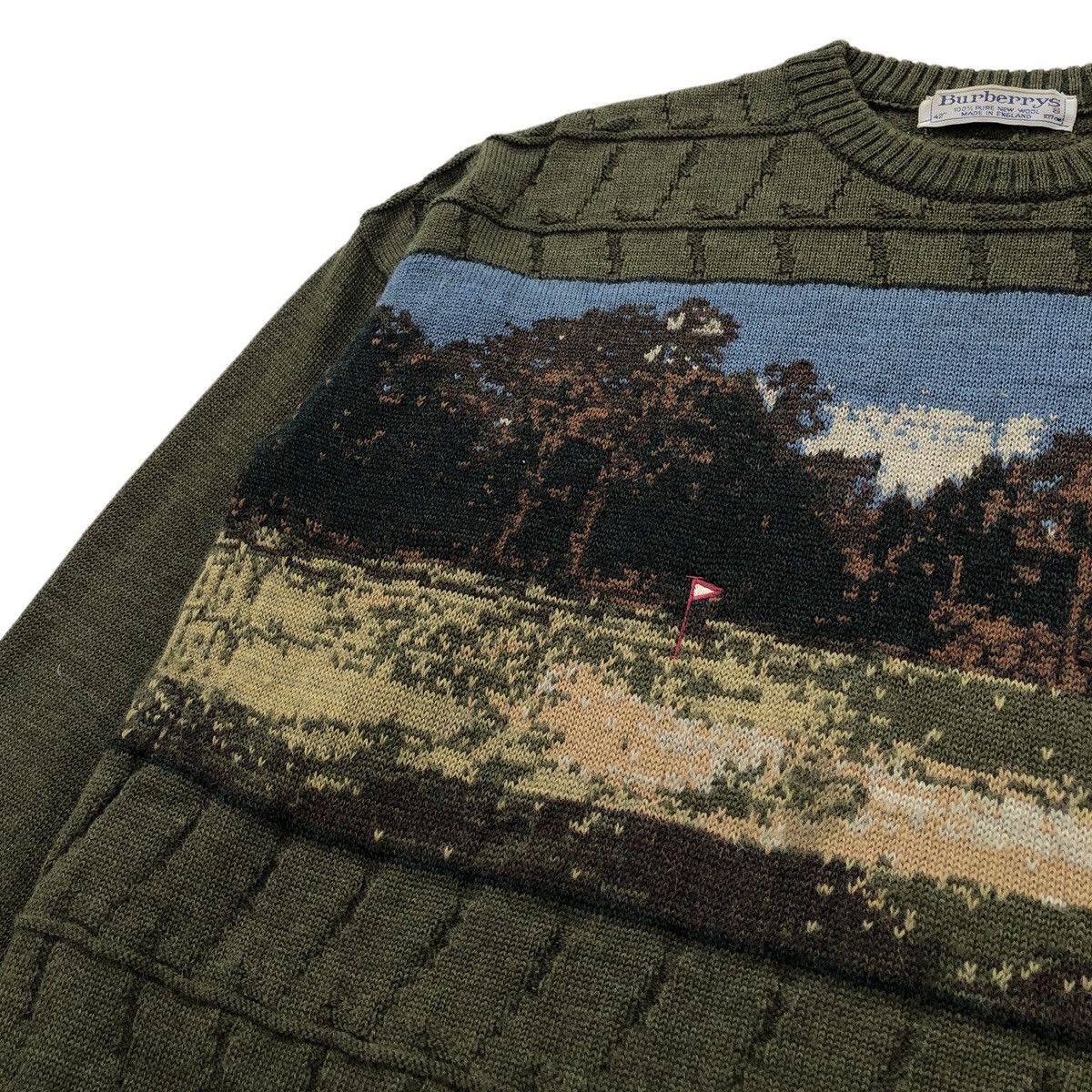 Burberry × Vintage Vintage Burberrys New Wool Golf Course Knit Sweatshirt Size US L / EU 52-54 / 3 - 4 Thumbnail