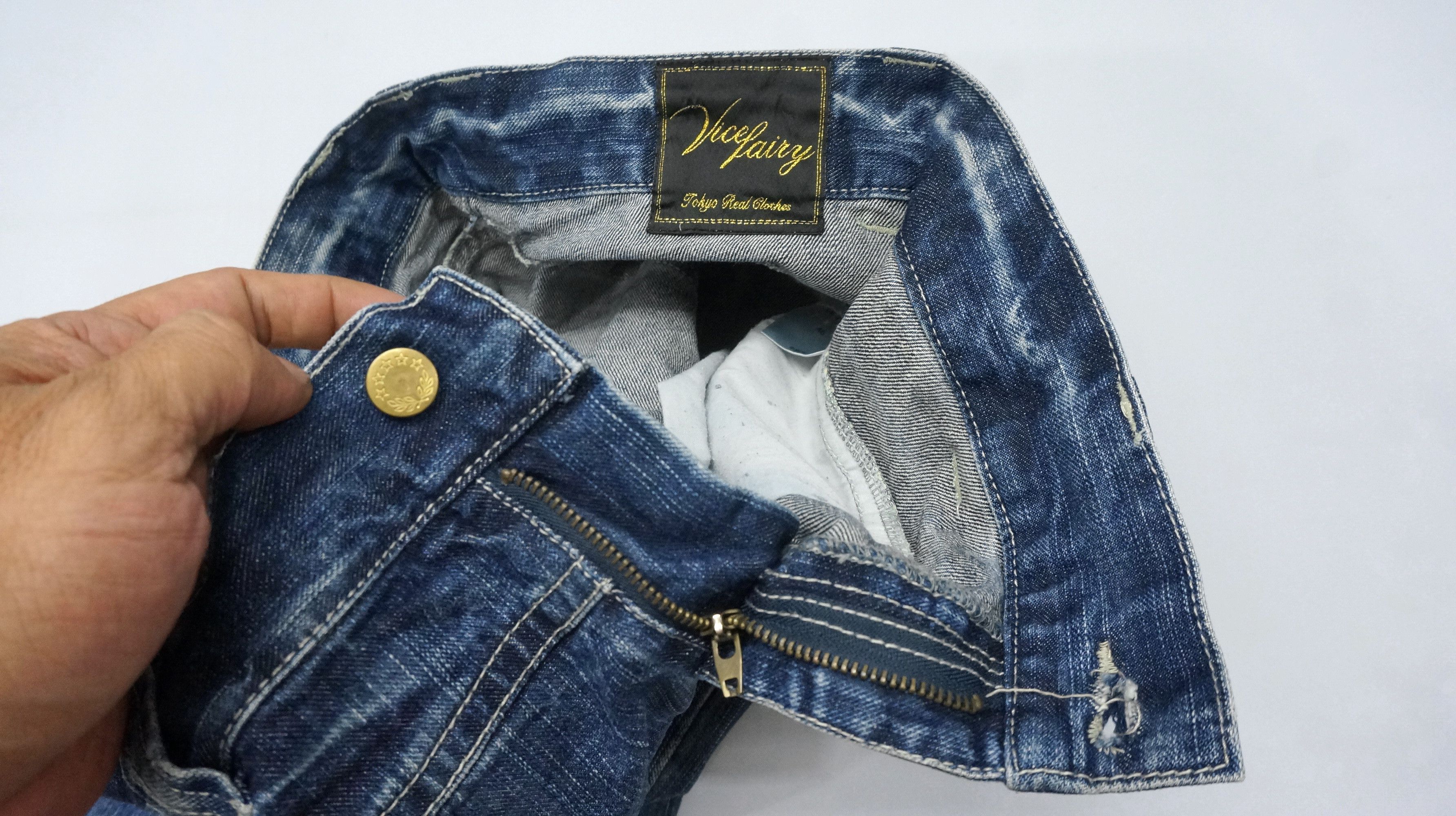 Japanese Brand VTG FLARE 🔥 VICE FAIRY Vintage Punk Distressed Jeans Size US 30 / EU 46 - 4 Thumbnail
