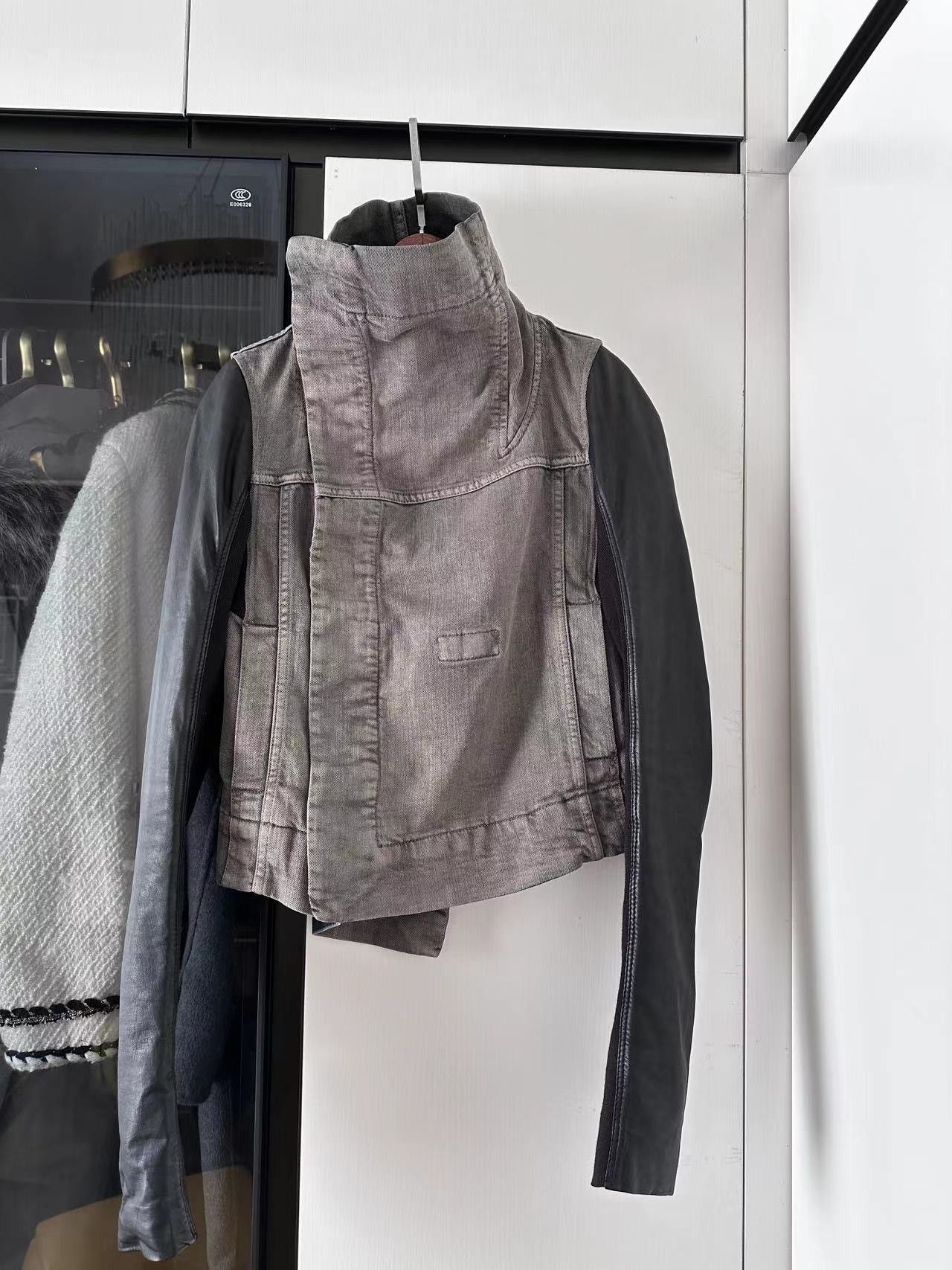 image of Rick Owens x Rick Owens Drkshdw Denim Leather Jacket Women Size S in Black