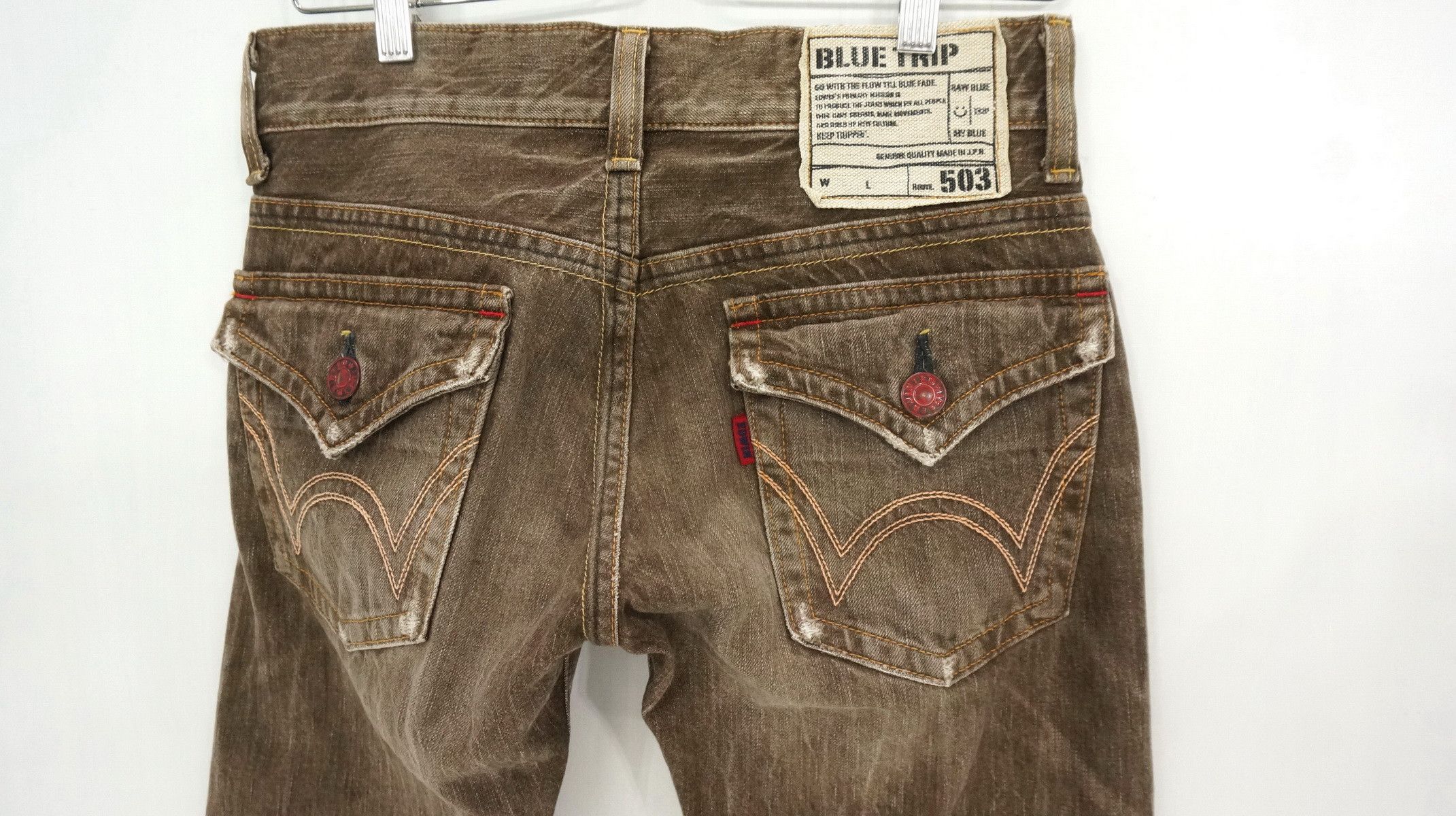 Edwin 🔥 Flare Vintage EDWIN 503 Japan Distressed Brown Jeans W30 Size US 30 / EU 46 - 10 Thumbnail