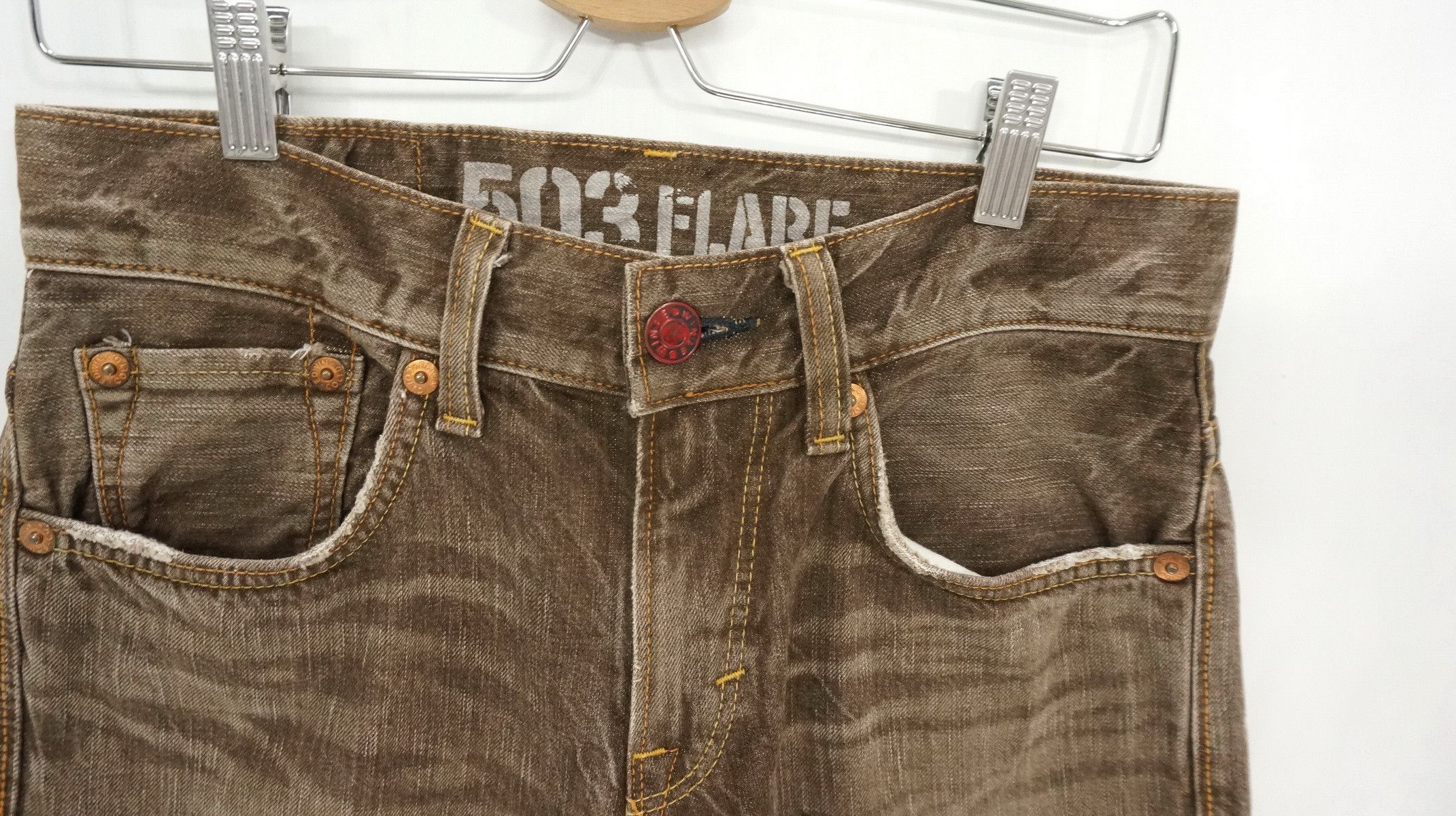 Edwin 🔥 Flare Vintage EDWIN 503 Japan Distressed Brown Jeans W30 Size US 30 / EU 46 - 7 Thumbnail