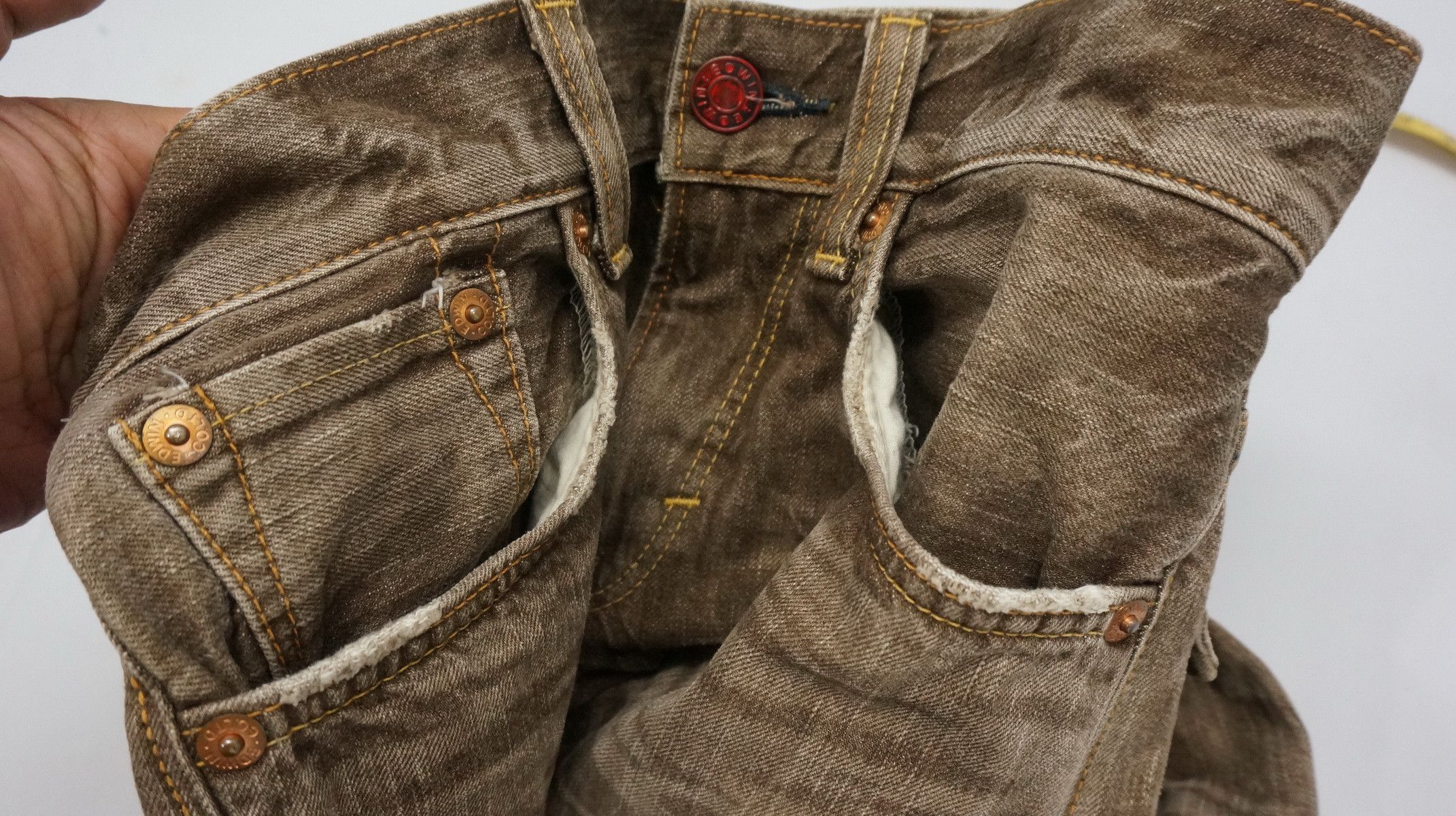 Edwin 🔥 Flare Vintage EDWIN 503 Japan Distressed Brown Jeans W30 Size US 30 / EU 46 - 22 Thumbnail