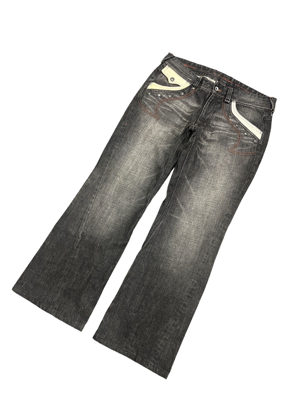 Other FLARED💥NICOLE CLUB DISTRESSED DENIM TWIST PANT Size US 33 - 5 Thumbnail