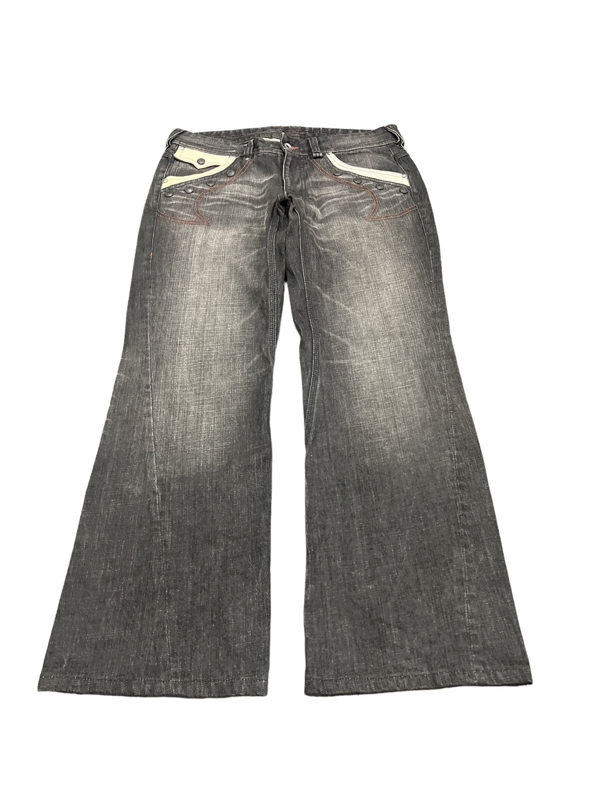 Other FLARED💥NICOLE CLUB DISTRESSED DENIM TWIST PANT Size US 33 - 2 Thumbnail