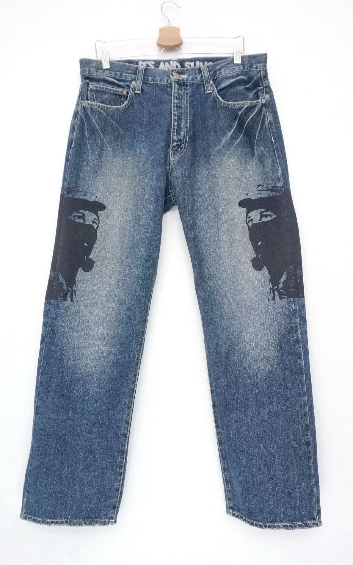 ANDSUNS × Japanese Brand Vtg! And Suns Printed Jeans Made in Japan Size US 36 / EU 52 - 2 Thumbnail