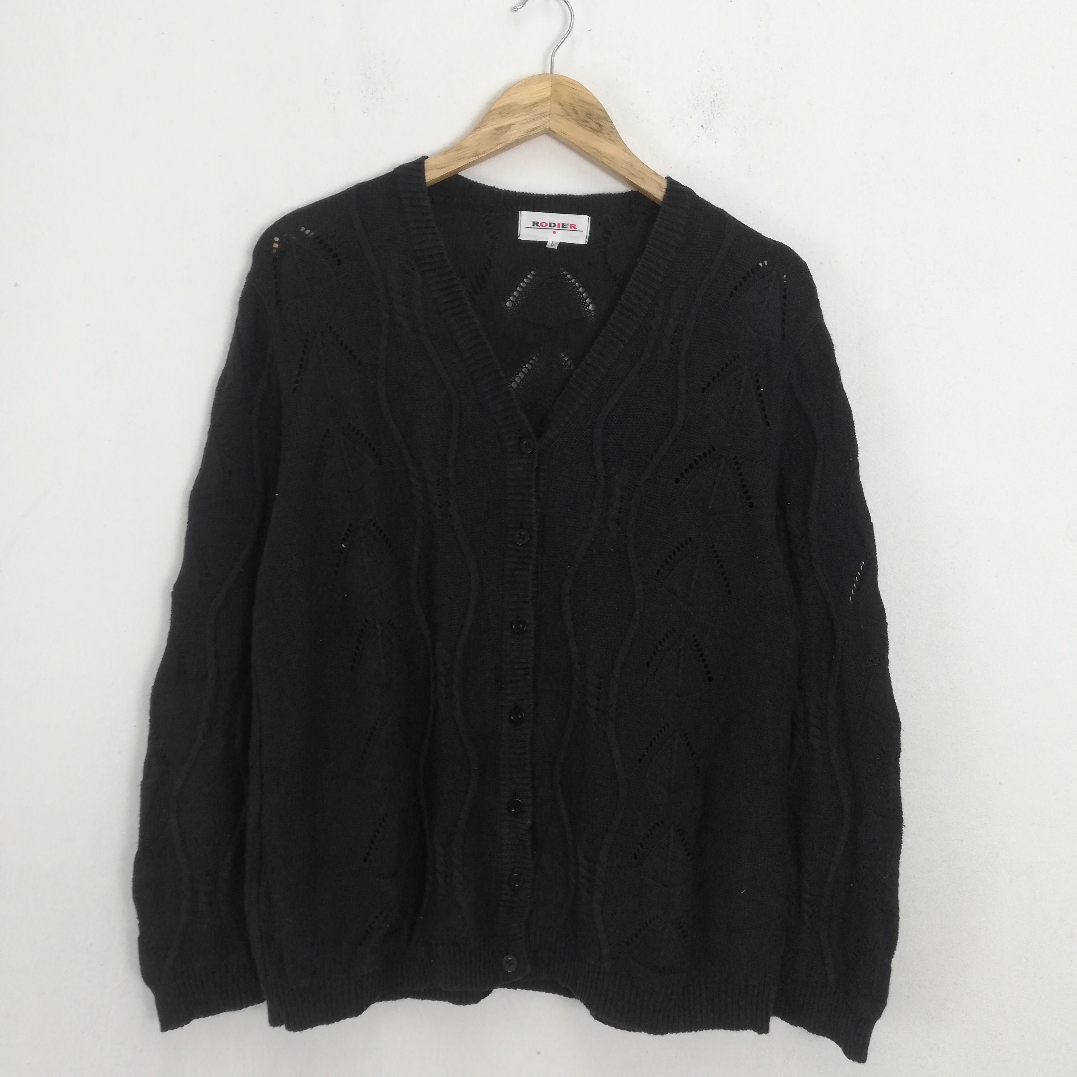 Aran Isles Knitwear × Japanese Brand 💥RARE💥 RODIER Knitwear Cardigan Kurt Cobain Style #0531 Size US L / EU 52-54 / 3 - 1 Thumbnail