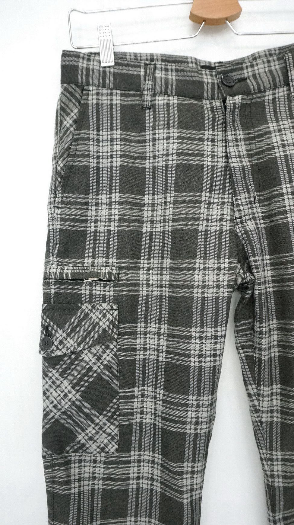 Japanese Brand SUGGESTIONS Punk Tartan Skinny Short Rise Cargo Pants Size US 31 - 5 Thumbnail