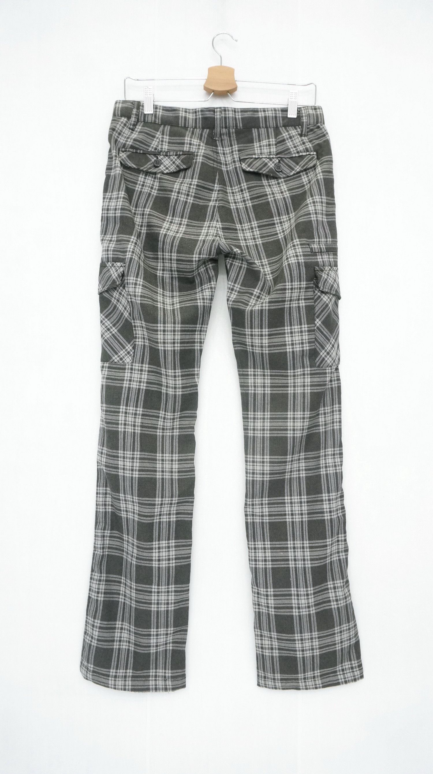 Japanese Brand SUGGESTIONS Punk Tartan Skinny Short Rise Cargo Pants Size US 31 - 2 Thumbnail