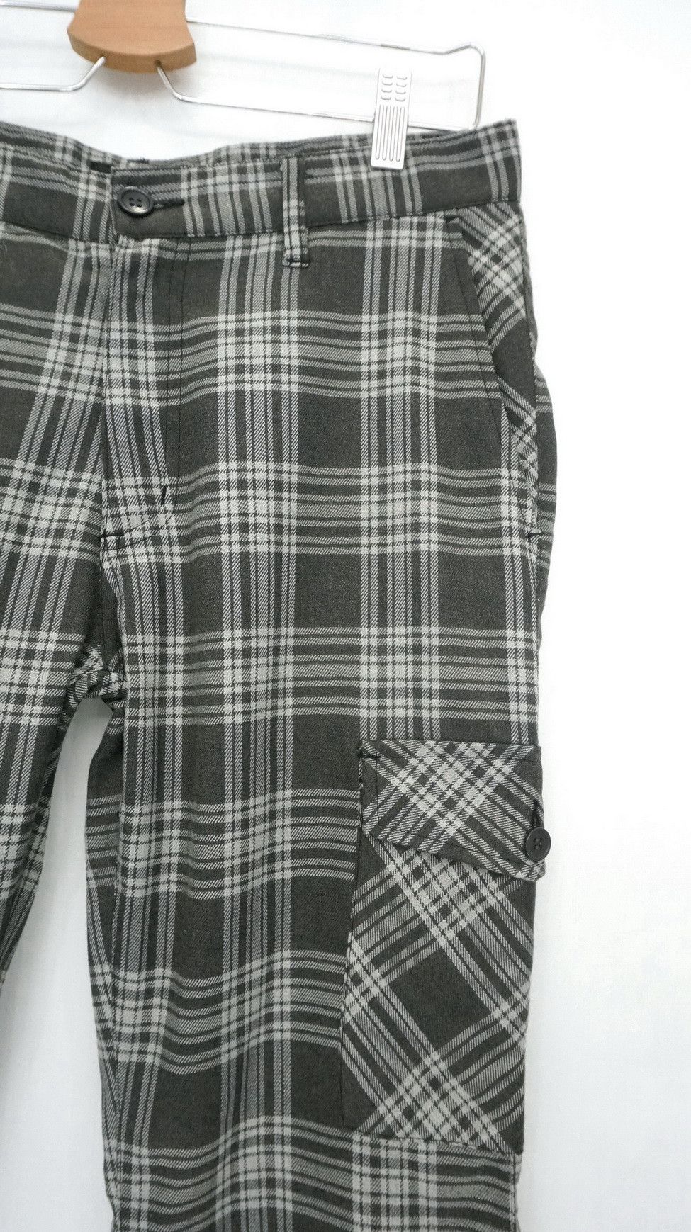 Japanese Brand SUGGESTIONS Punk Tartan Skinny Short Rise Cargo Pants Size US 31 - 6 Thumbnail