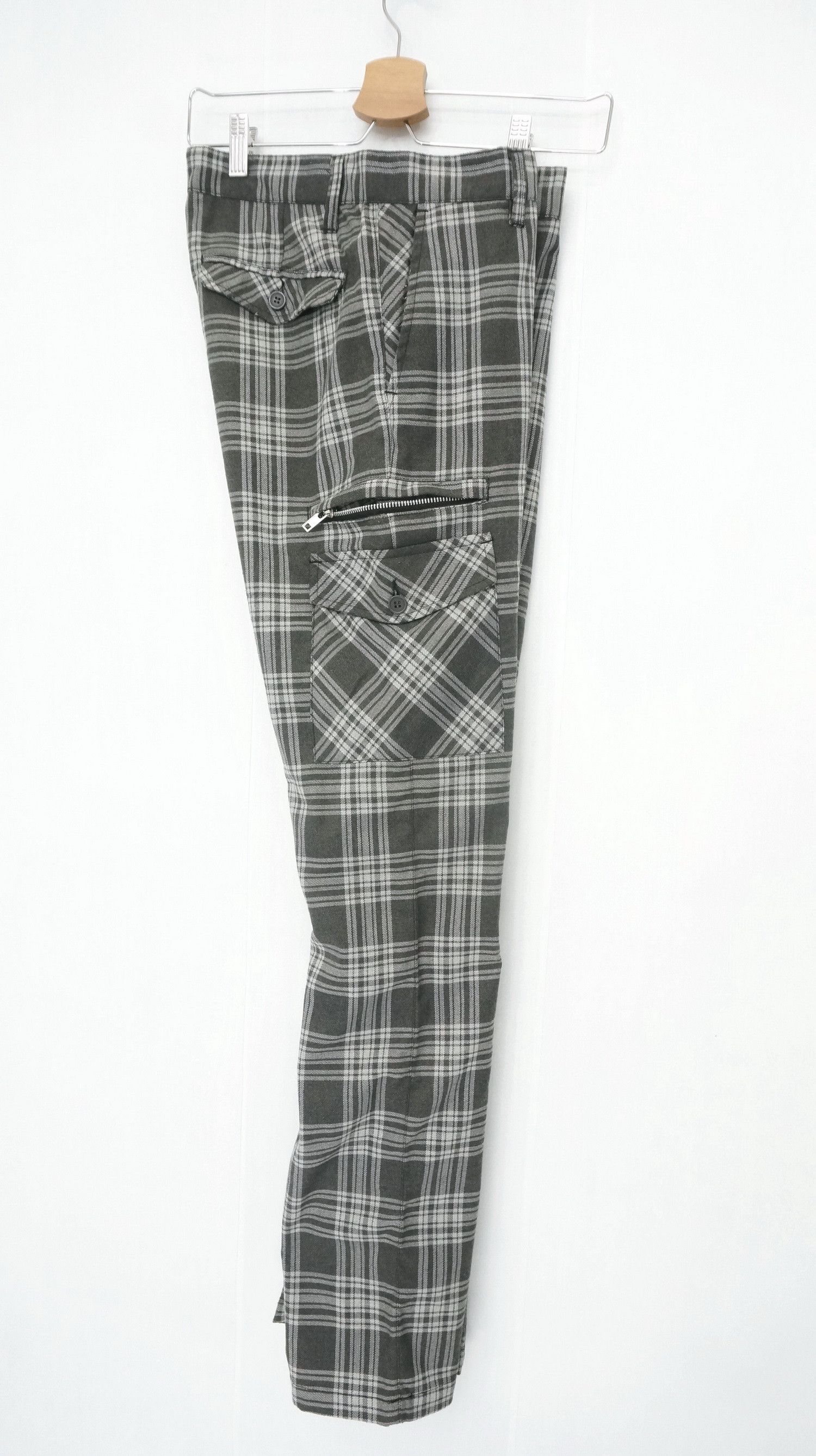 Japanese Brand SUGGESTIONS Punk Tartan Skinny Short Rise Cargo Pants Size US 31 - 3 Thumbnail