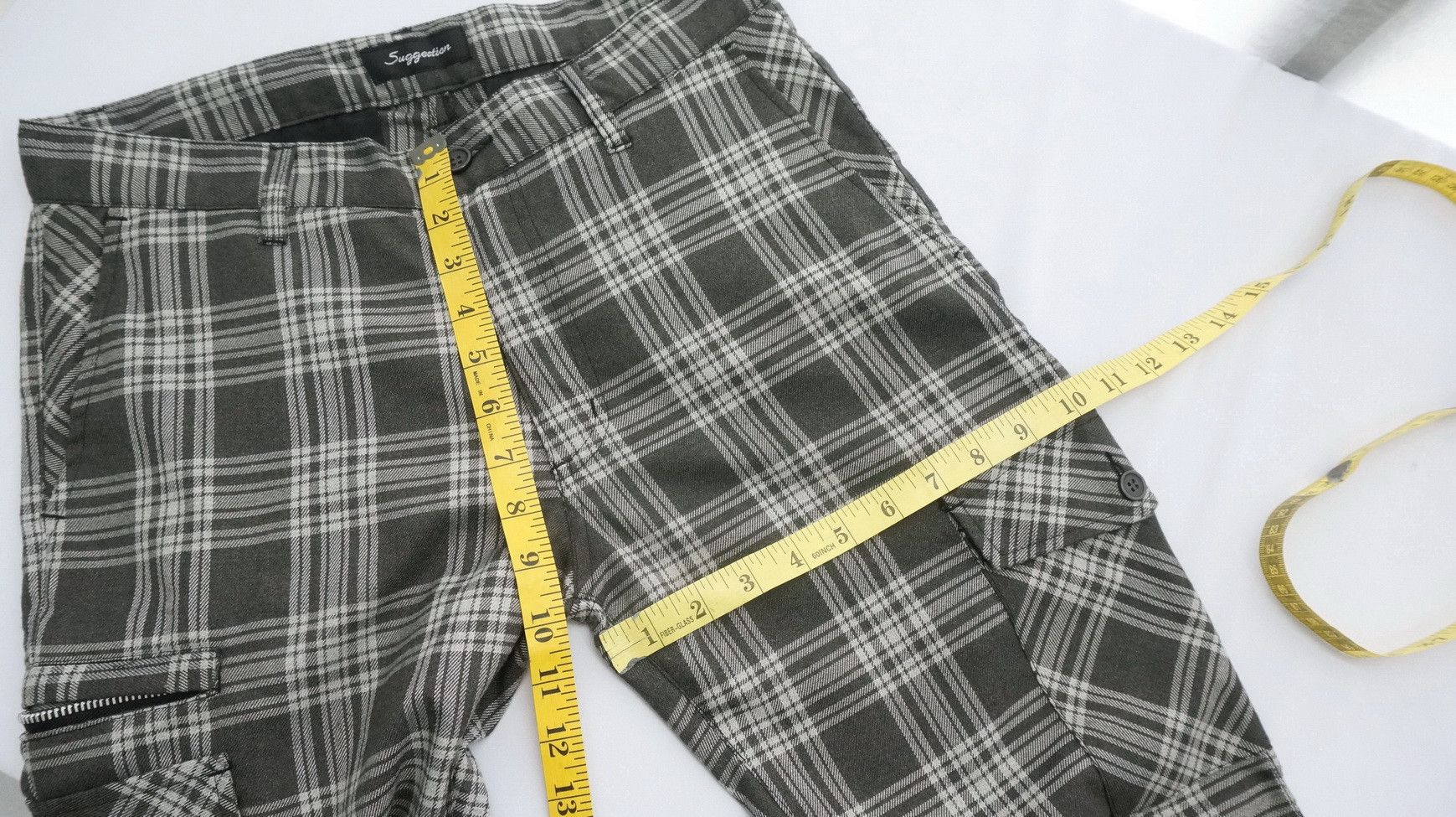 Japanese Brand SUGGESTIONS Punk Tartan Skinny Short Rise Cargo Pants Size US 31 - 10 Thumbnail