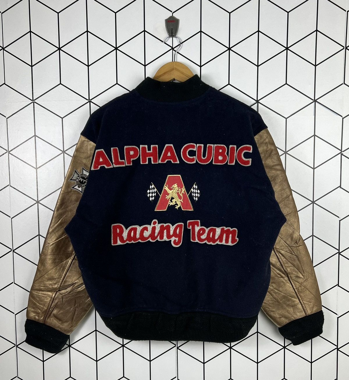 image of 80's Cubic Racing Team Wool Varsity in Blue, Men's (Size Medium)