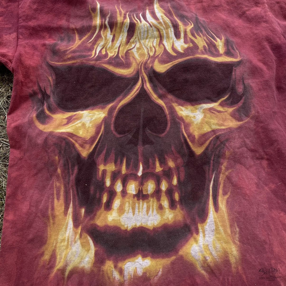 Vintage Vintage 90s Skull Fire Graphic Tee Grunge Thrashed Baggy M Size US M / EU 48-50 / 2 - 4 Thumbnail