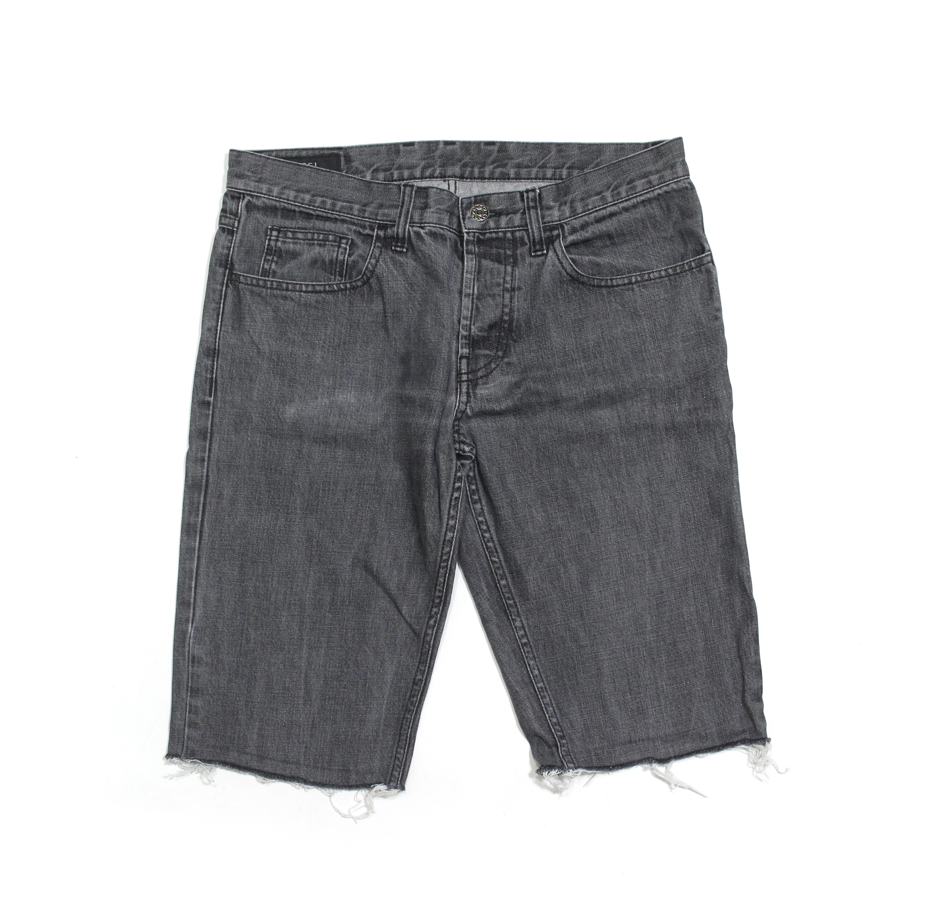 image of Gucci Denim Washed Cut Off Shorts in Grey, Men's (Size 30)