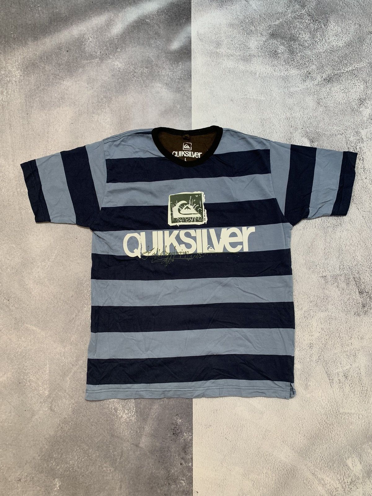 Quiksilver Vintage Y2K Quiksilver striped tee big logo streetwear sizeL Size US L / EU 52-54 / 3 - 1 Thumbnail