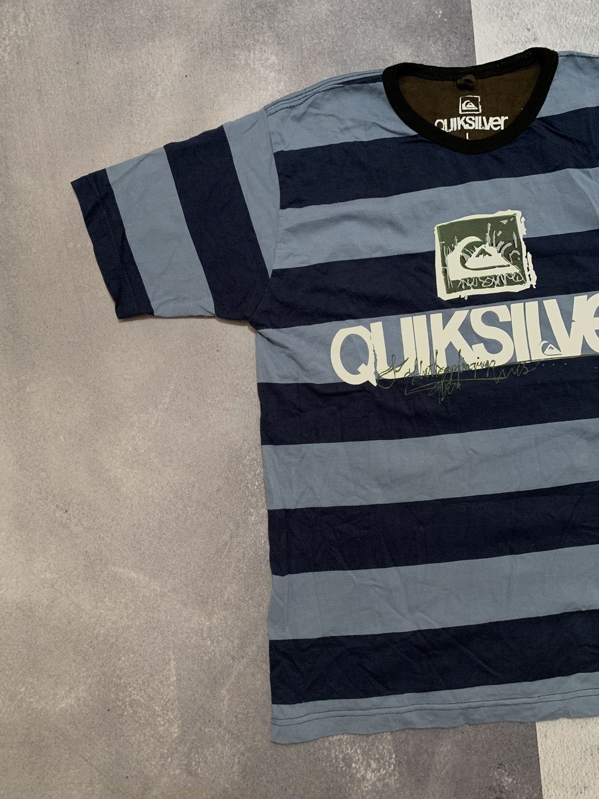 Quiksilver Vintage Y2K Quiksilver striped tee big logo streetwear sizeL Size US L / EU 52-54 / 3 - 2 Thumbnail