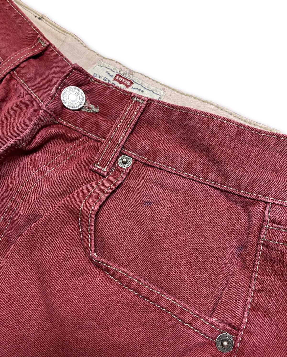 Levi's × Vintage 🔥1991 vintage Levis burgundy red denim made in Italy pants Size US 28 / EU 44 - 3 Thumbnail
