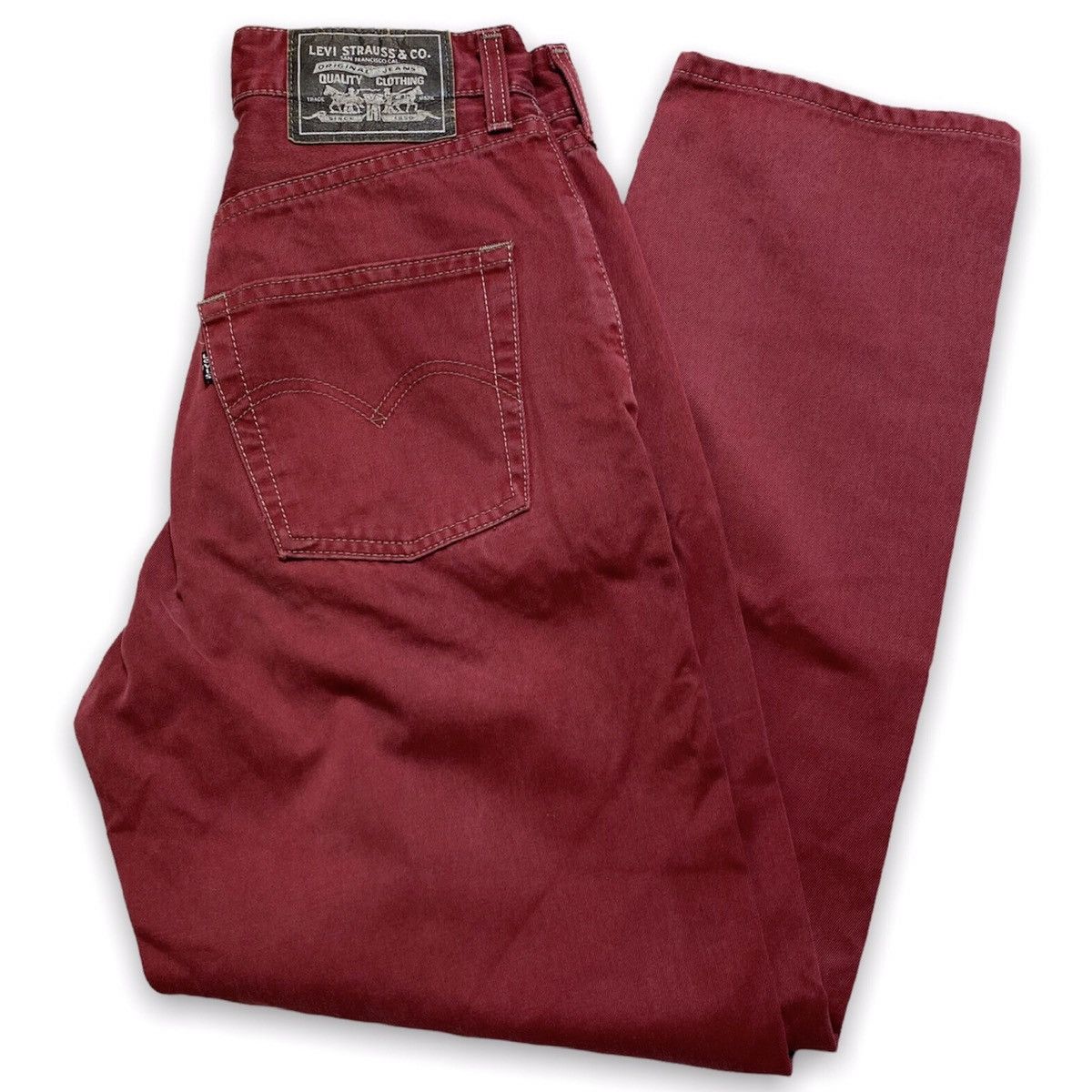 Levi's × Vintage 🔥1991 vintage Levis burgundy red denim made in Italy pants Size US 28 / EU 44 - 1 Thumbnail