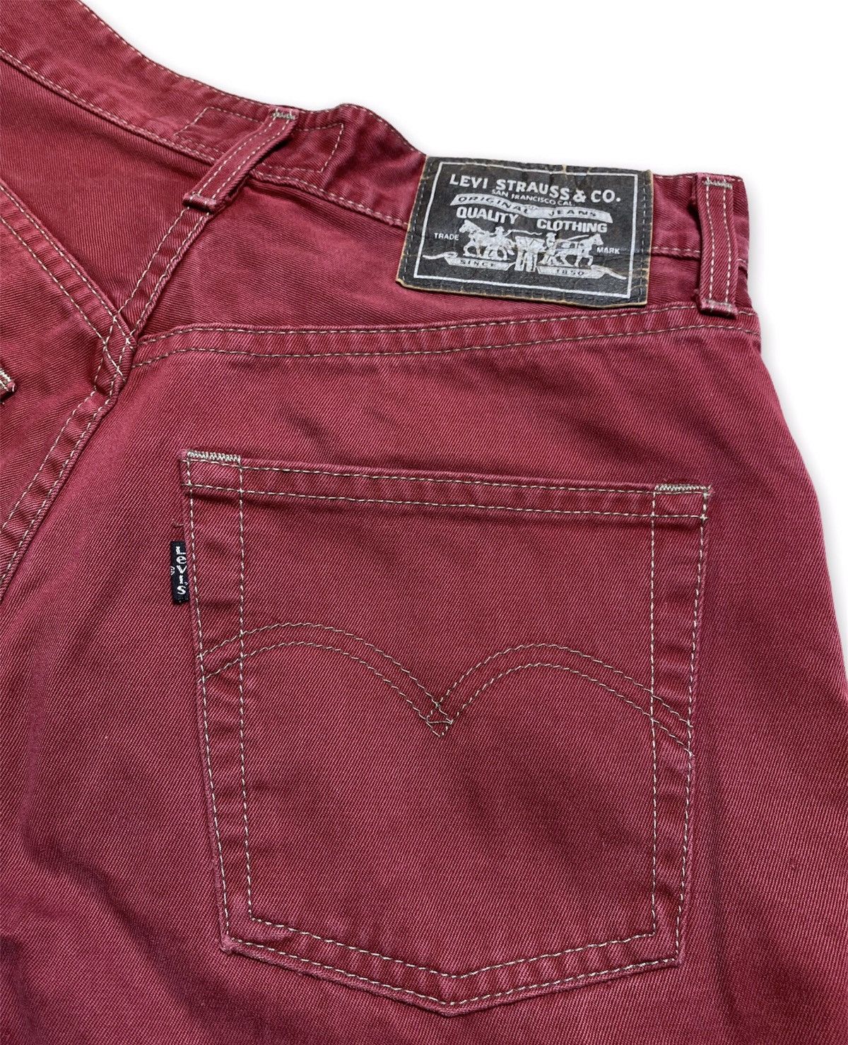 Levi's × Vintage 🔥1991 vintage Levis burgundy red denim made in Italy pants Size US 28 / EU 44 - 2 Thumbnail