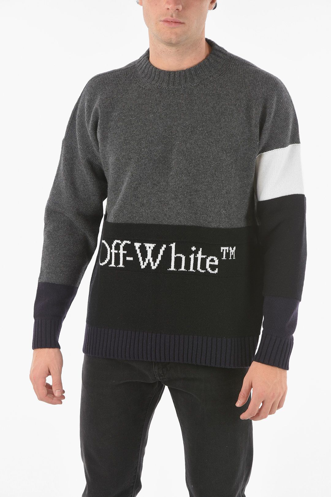 image of Off White Off-White Wool Blend Logo Sweatshirt, Men's (Size Small)