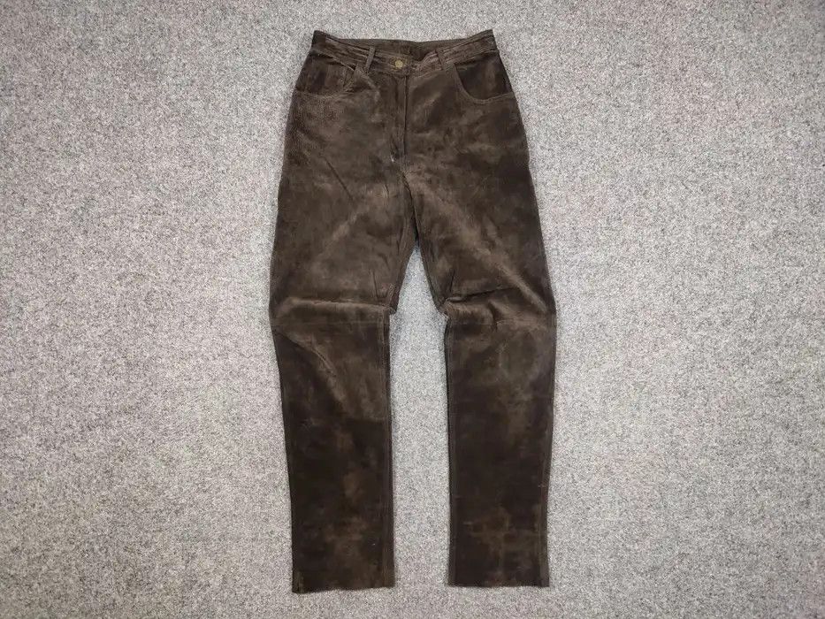 Japanese Brand Vintage 90's Japan dark brown suede leather Women's Pants Size 32" / US 10 / IT 46 - 4 Thumbnail
