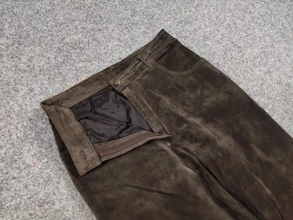 Japanese Brand Vintage 90's Japan dark brown suede leather Women's Pants Size 32" / US 10 / IT 46 - 6 Thumbnail