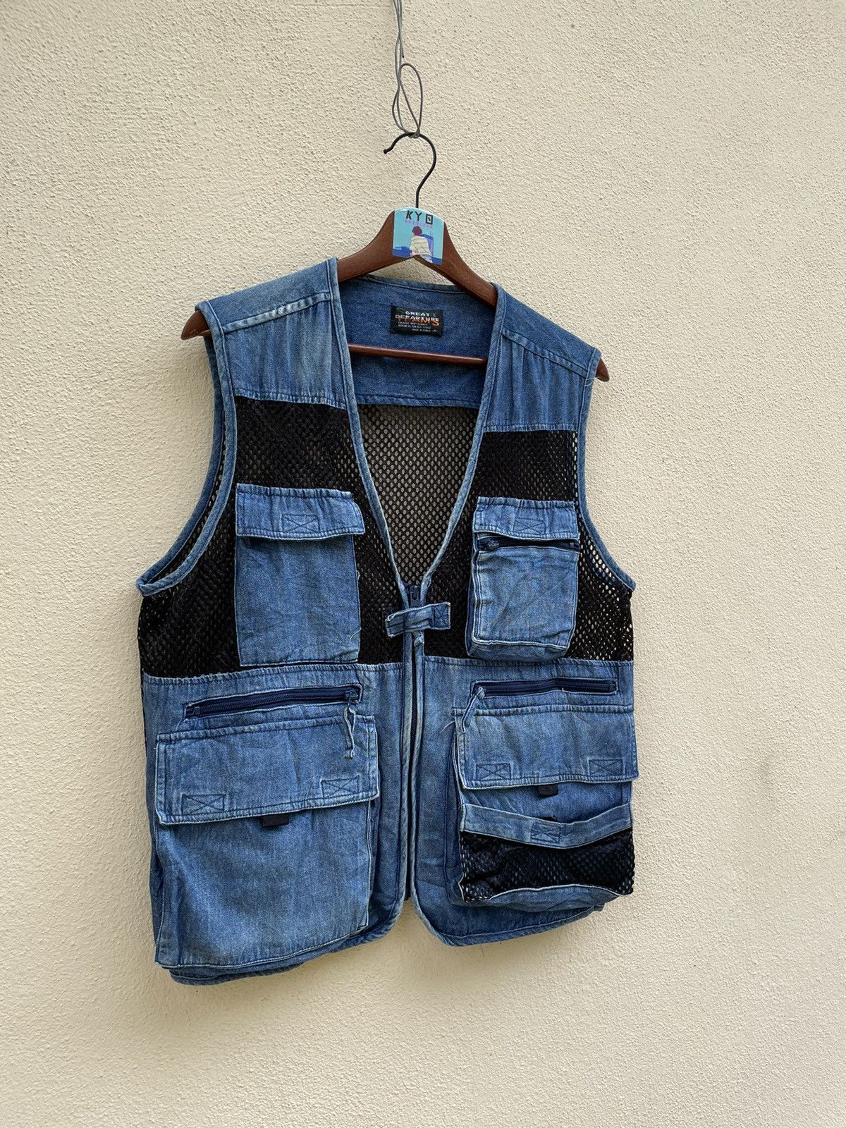 Japanese Brand × Vintage VINTAGE GREAT DEPARTURE SPORTSTEAM FISHNET DENIM VEST Size US M / EU 48-50 / 2 - 2 Thumbnail