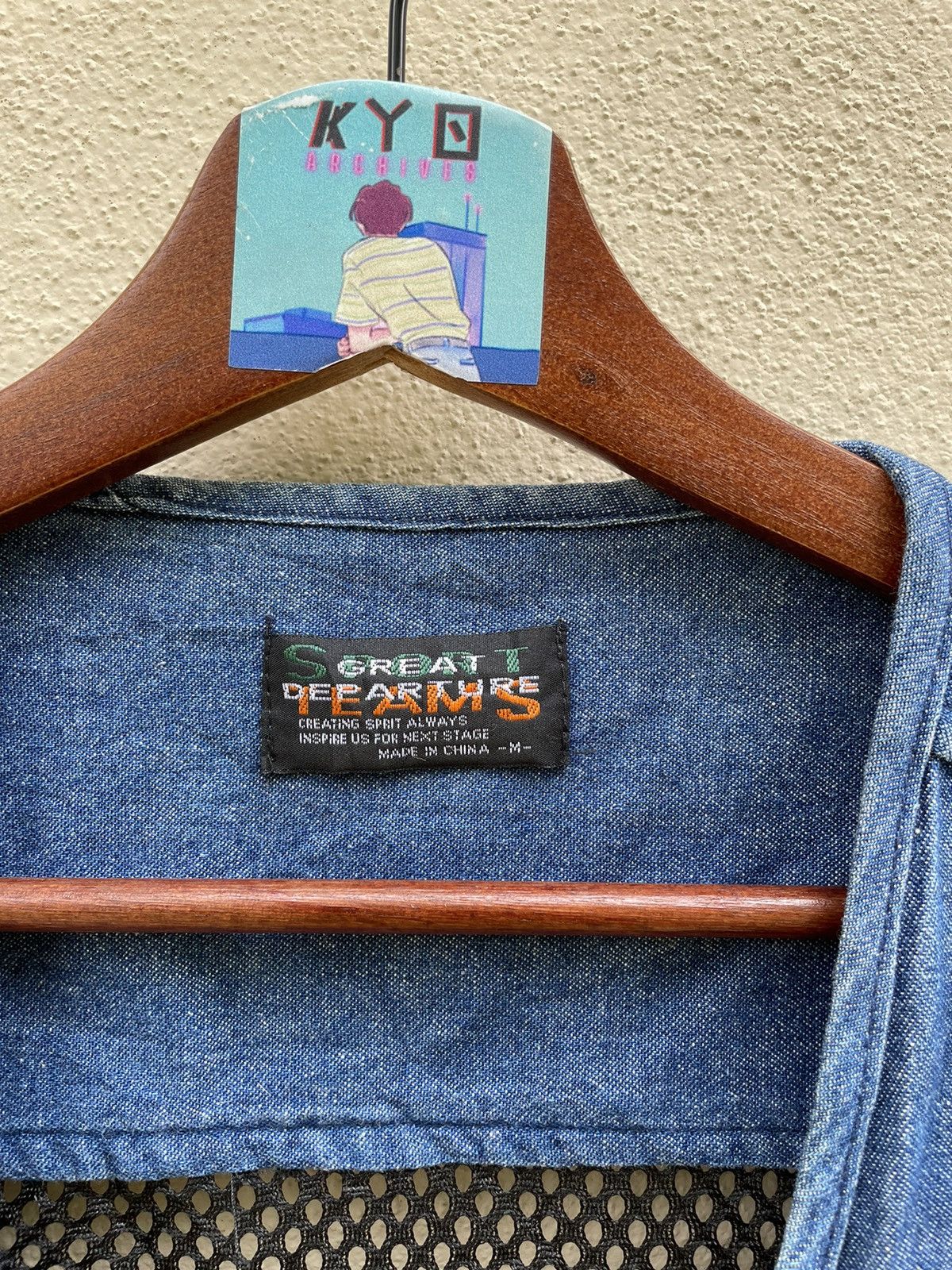 Japanese Brand × Vintage VINTAGE GREAT DEPARTURE SPORTSTEAM FISHNET DENIM VEST Size US M / EU 48-50 / 2 - 8 Thumbnail