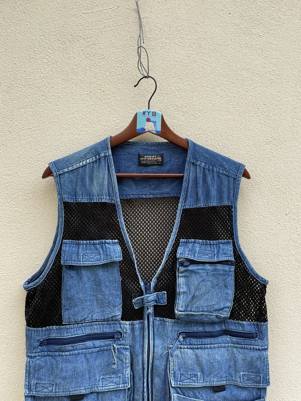 Japanese Brand × Vintage VINTAGE GREAT DEPARTURE SPORTSTEAM FISHNET DENIM VEST Size US M / EU 48-50 / 2 - 3 Thumbnail
