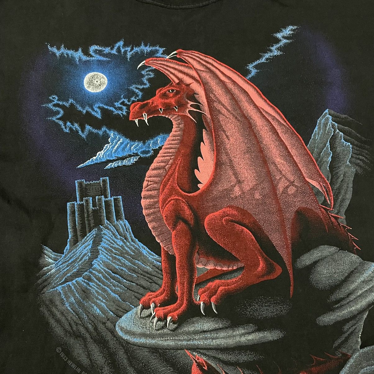 Vintage Vintage 90s Dragon Graphic Tee Sun Faded Y2K Horror Grunge L Size US L / EU 52-54 / 3 - 6 Thumbnail