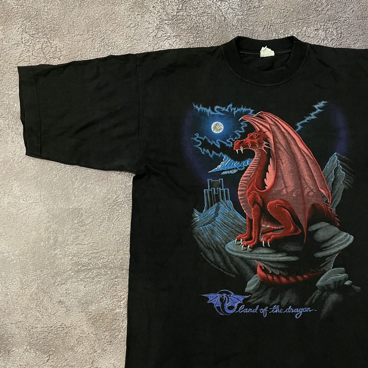 Vintage Vintage 90s Dragon Graphic Tee Sun Faded Y2K Horror Grunge L Size US L / EU 52-54 / 3 - 4 Thumbnail