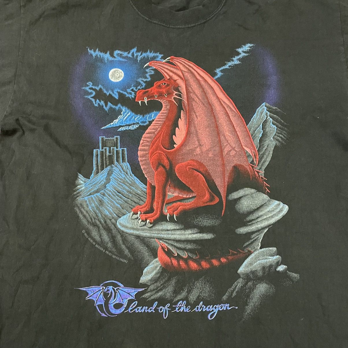 Vintage Vintage 90s Dragon Graphic Tee Sun Faded Y2K Horror Grunge L Size US L / EU 52-54 / 3 - 5 Thumbnail