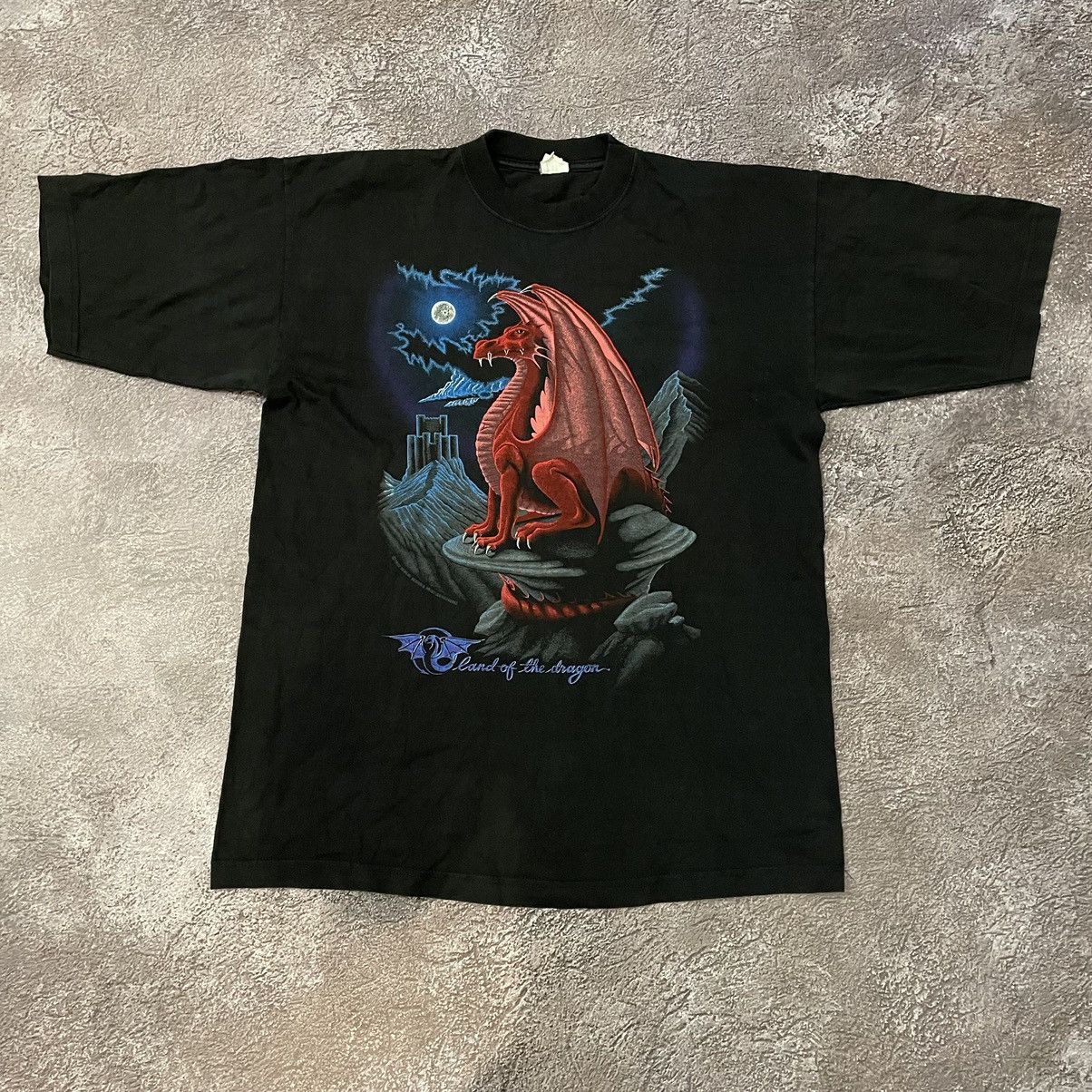 Vintage Vintage 90s Dragon Graphic Tee Sun Faded Y2K Horror Grunge L Size US L / EU 52-54 / 3 - 2 Thumbnail